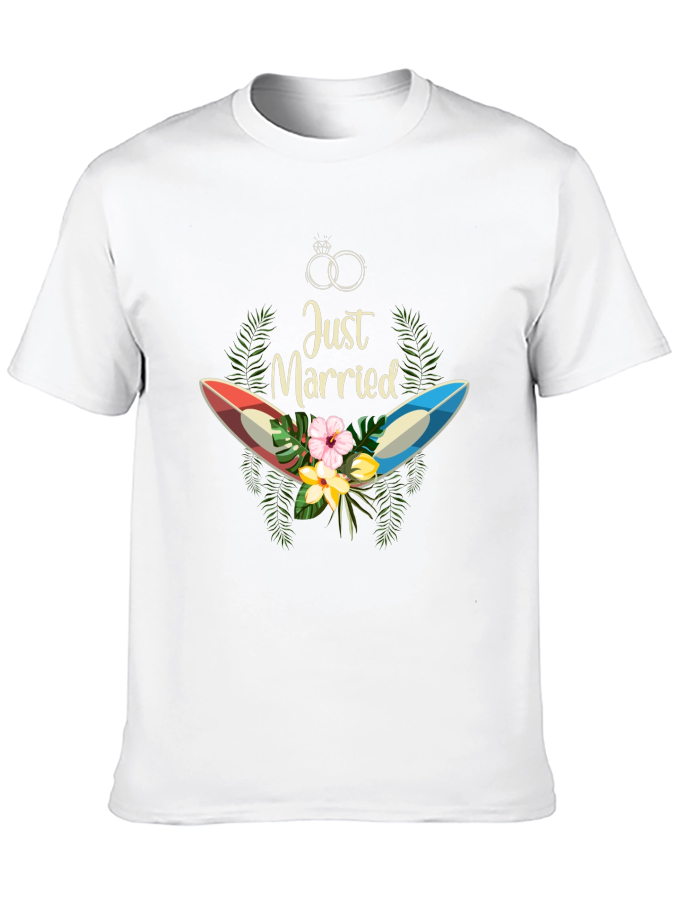 Black Just Married Surfboard T-Shirt view 10