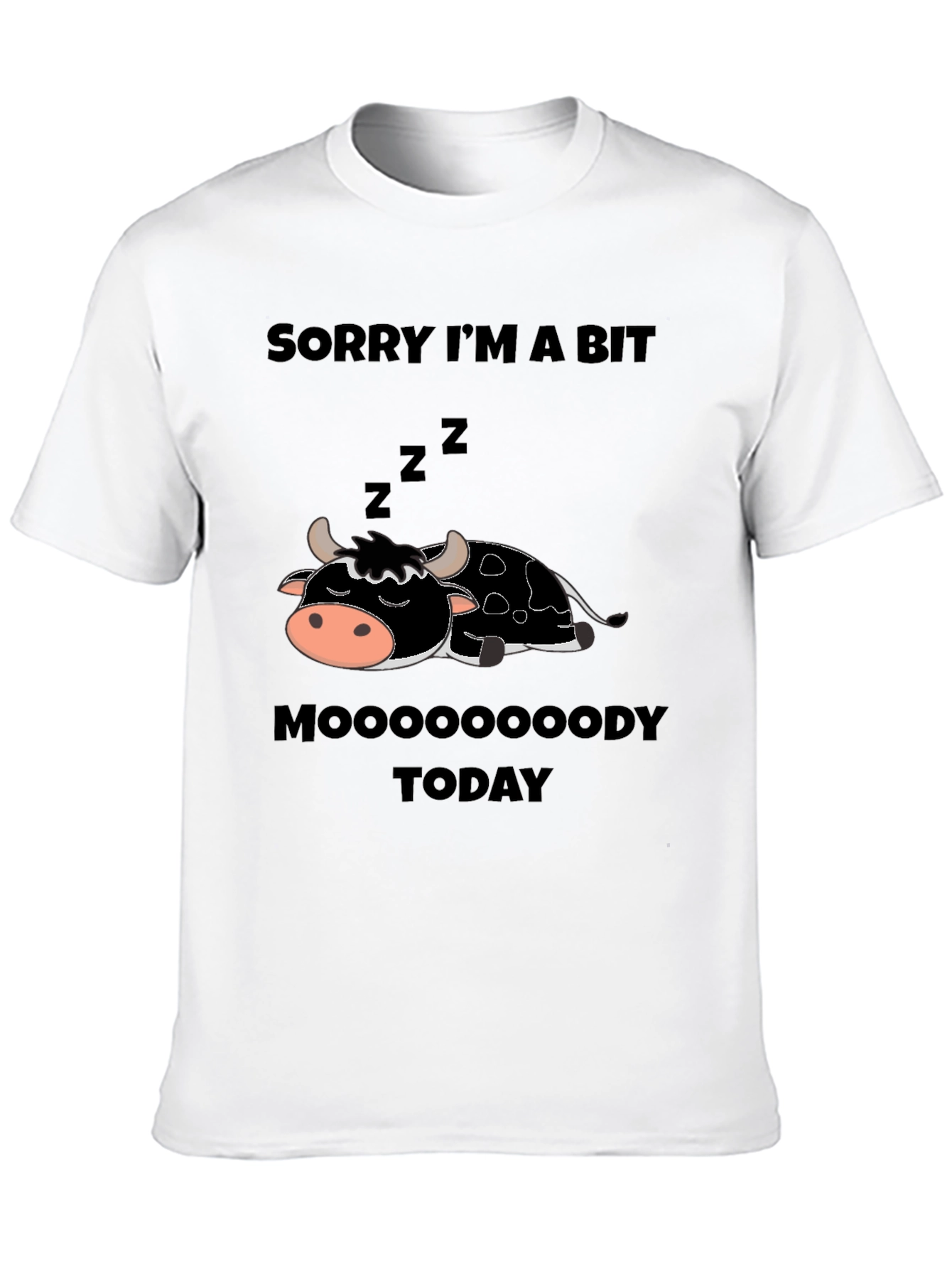 Black Moody Cow Graphic Tee - Funny Novelty Shirt view 10