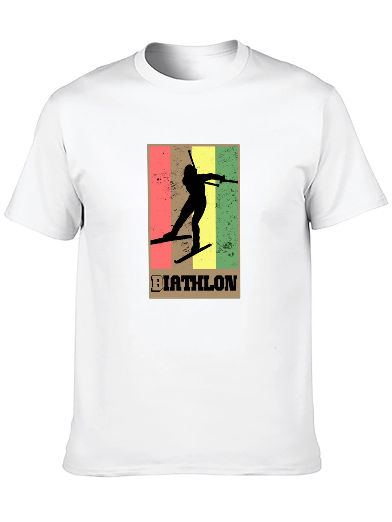Black Biathlon Skiing T-Shirt - Retro Style Black Tee view 10