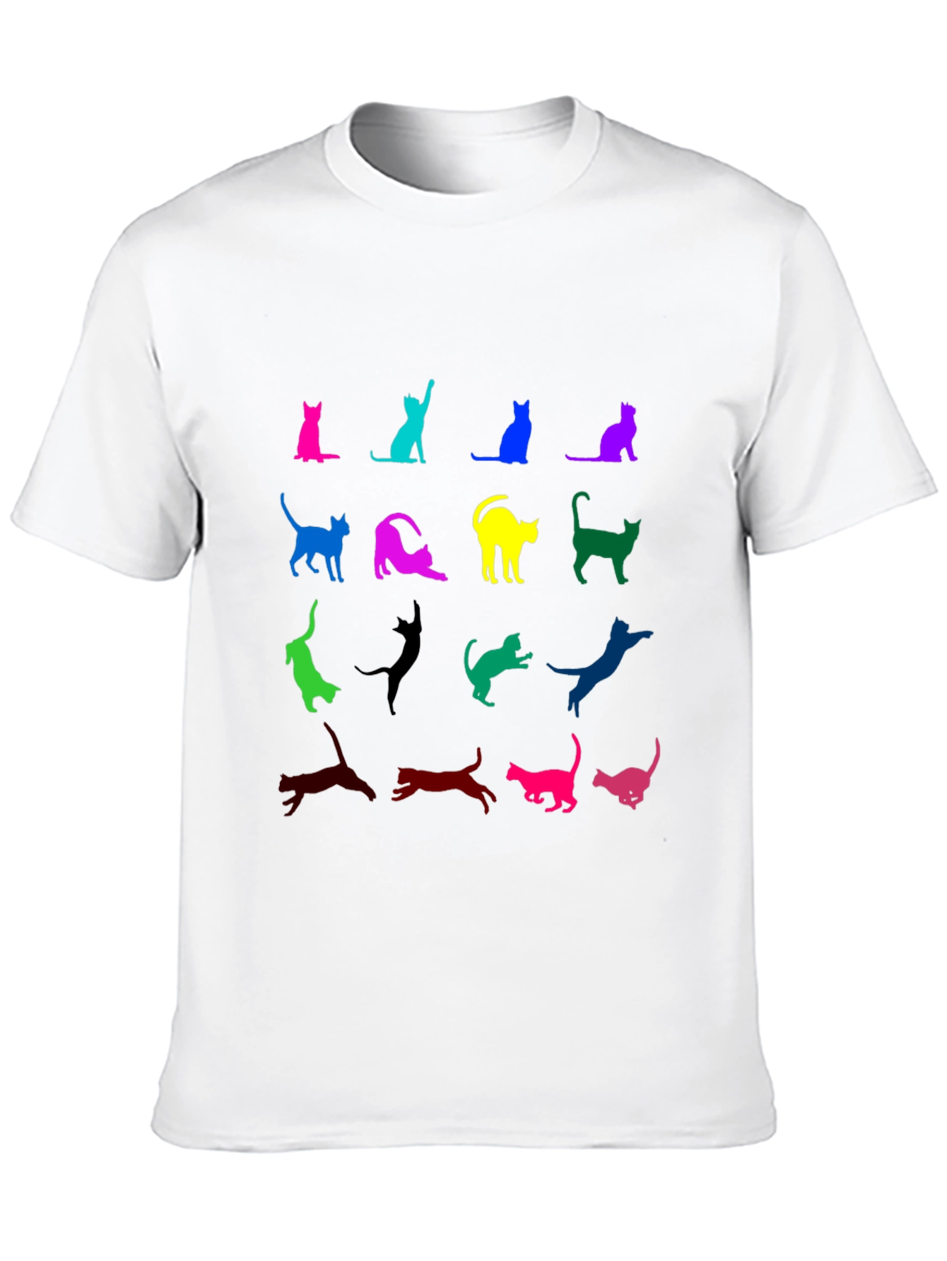 Black Colorful Cat Silhouette T-Shirt view 10