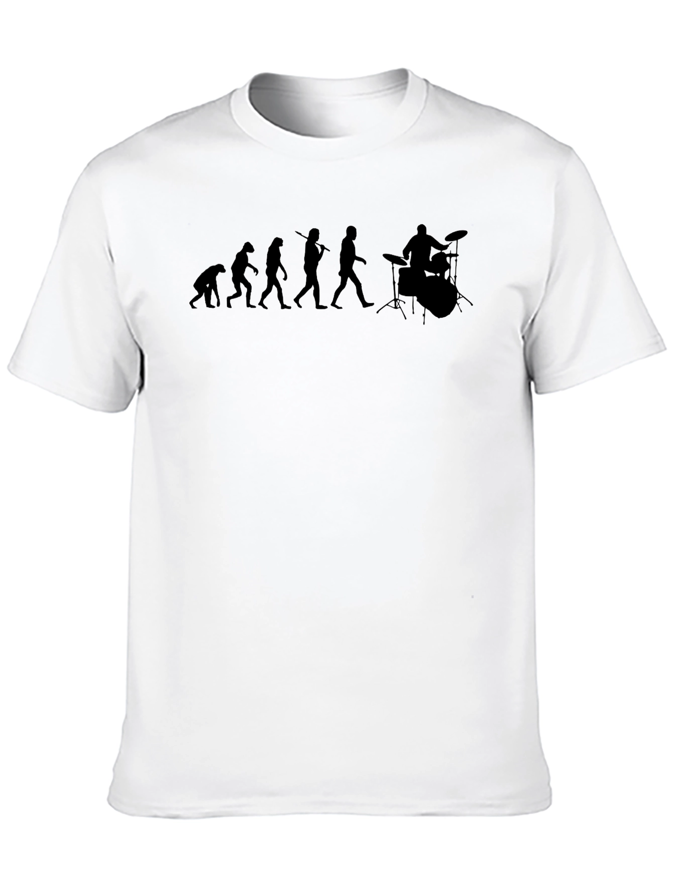 Black Evolution of Drummer T-Shirt - Black Cotton Crew Neck Tee view 10