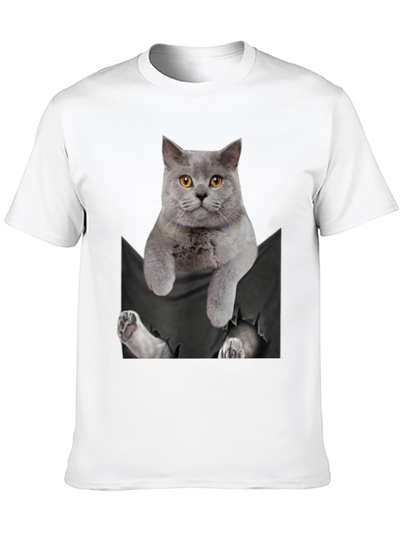 Black Cat Pocket T-Shirt: Hilarious Kitten Peek! view 10