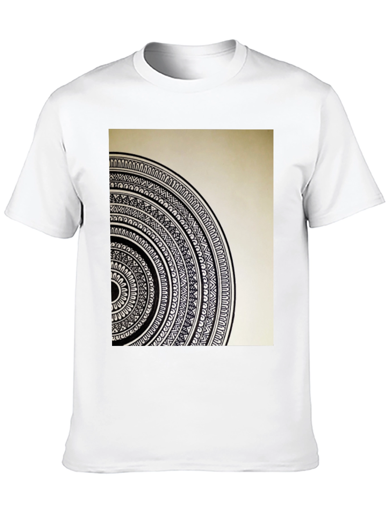 Black Geometric Mandala Graphic Tee - Stylish Black Cotton T-Shirt view 10
