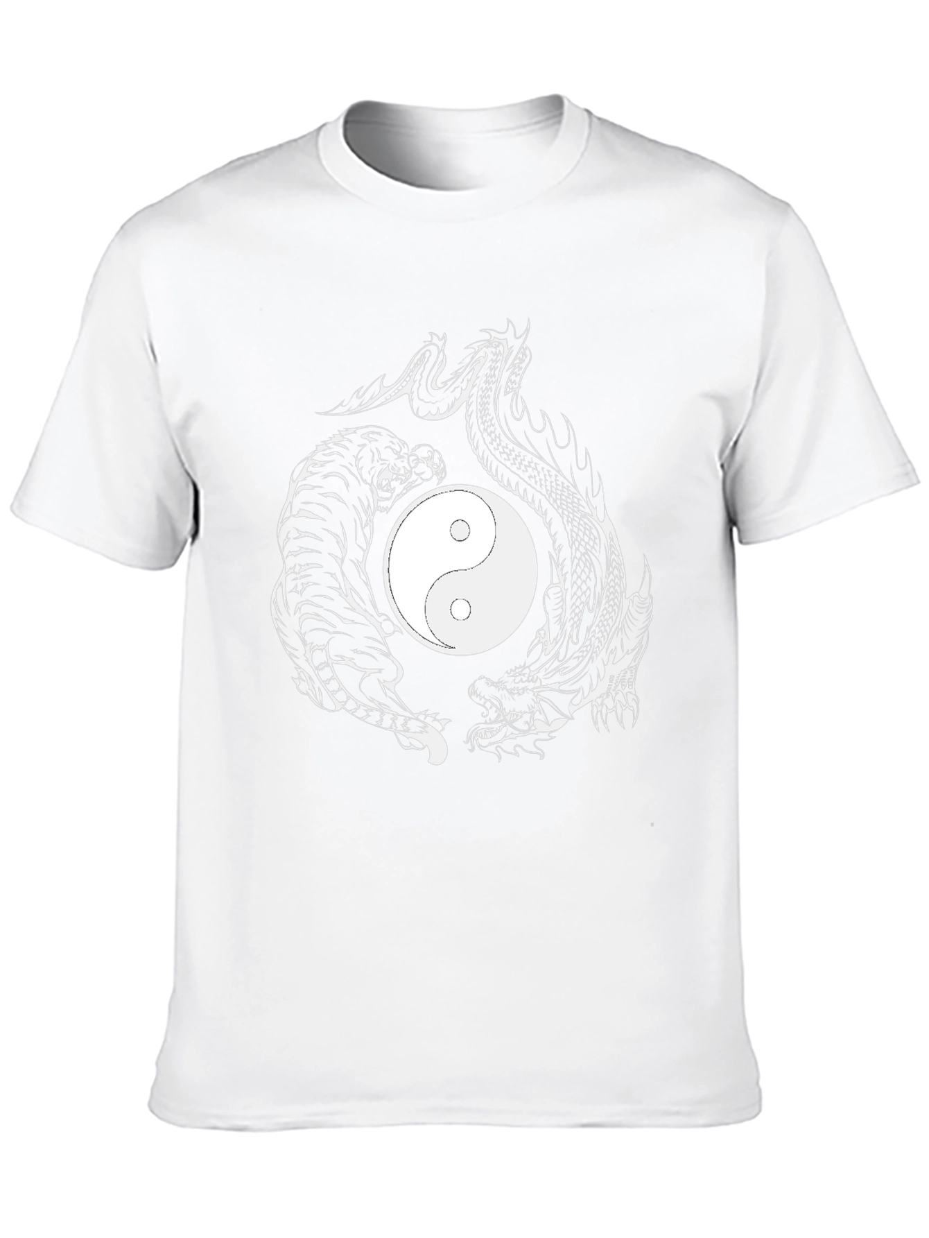 Black Yin Yang Dragon Tiger Graphic Tee - Black Cotton view 10
