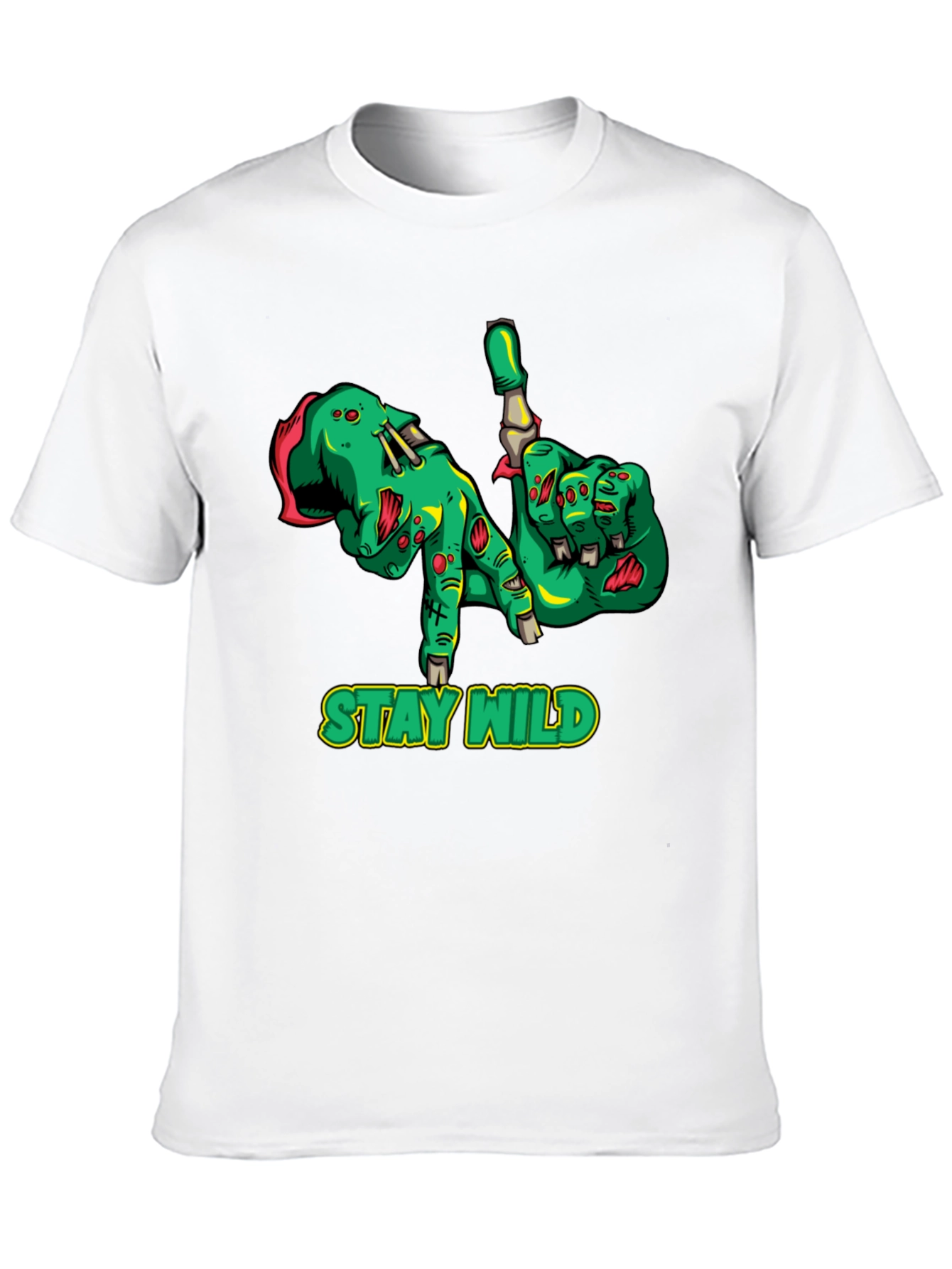 Black Stay Wild Zombie Hands Black Graphic T-Shirt view 10