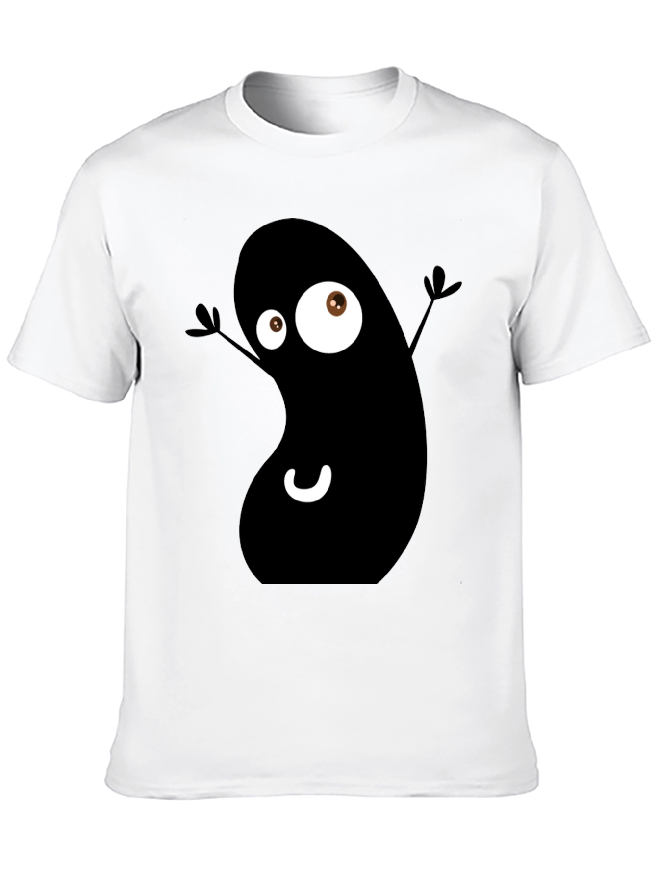 Black Funny Black Bean Cartoon Graphic Tee - Casual Comfort view 10