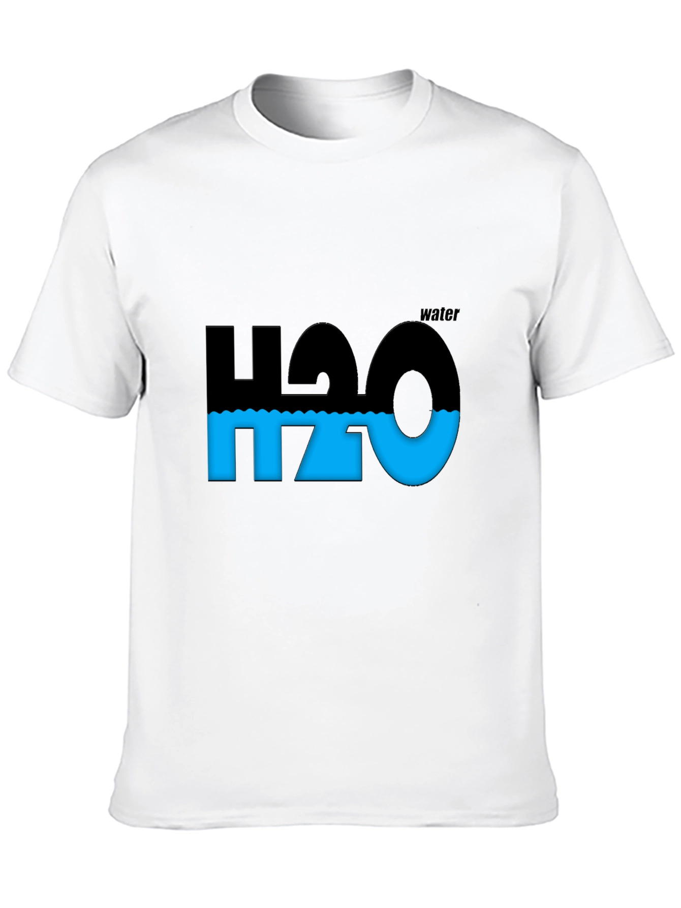 Black H2O Water Molecule Graphic Black T-Shirt view 10