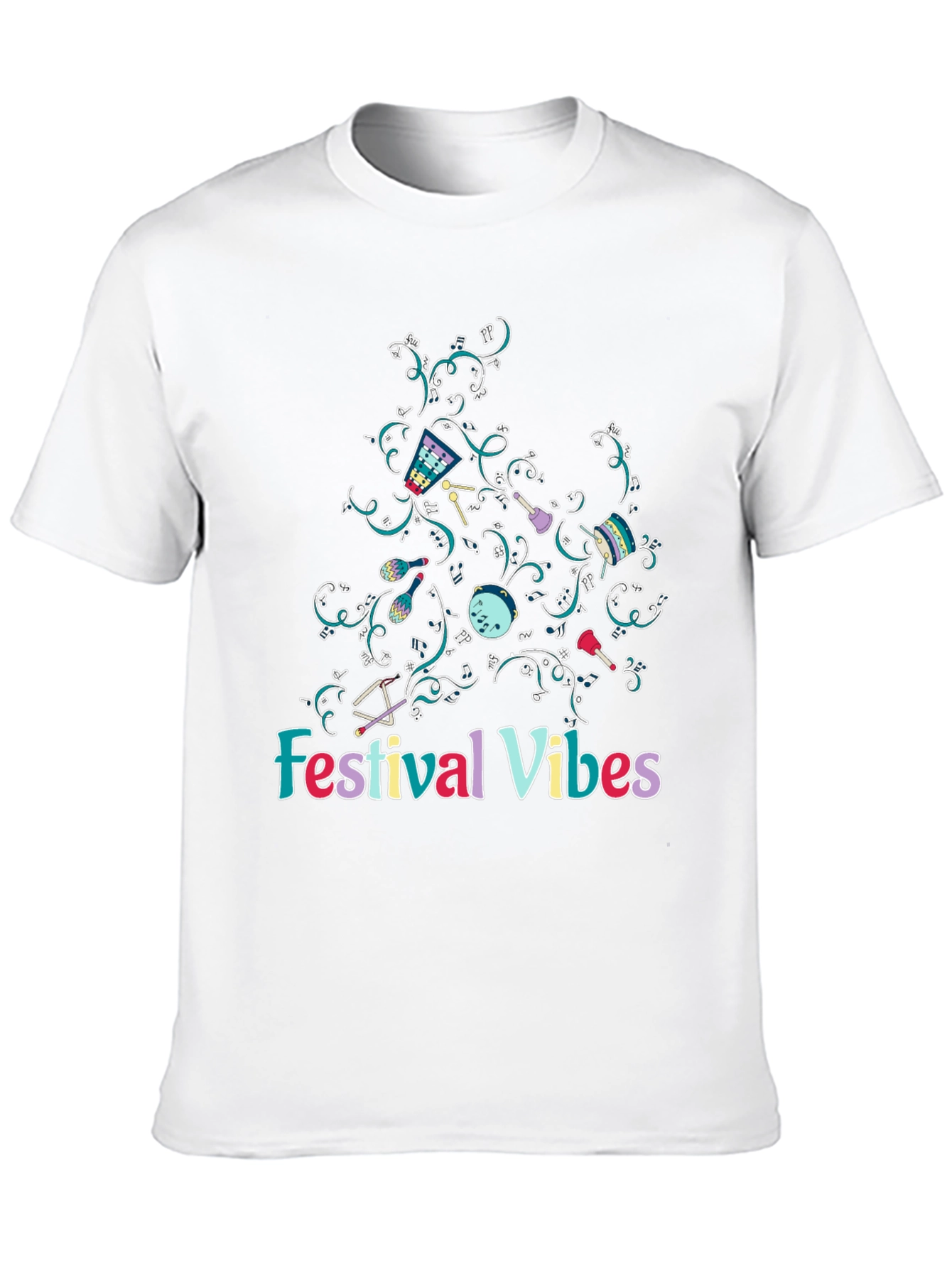 Black Festival Vibes Graphic Tee - Black Cotton T-Shirt view 10