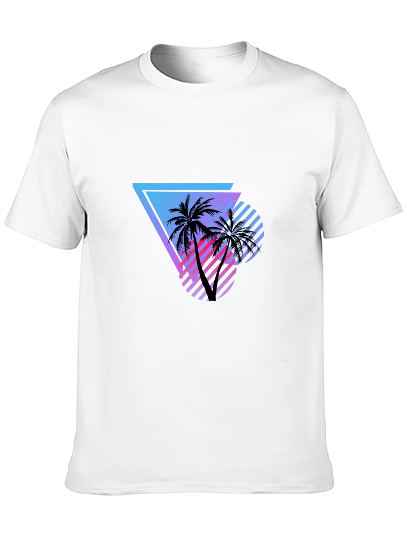 Black Retro Palm Tree Graphic Tee - Black Cotton Shirt view 10