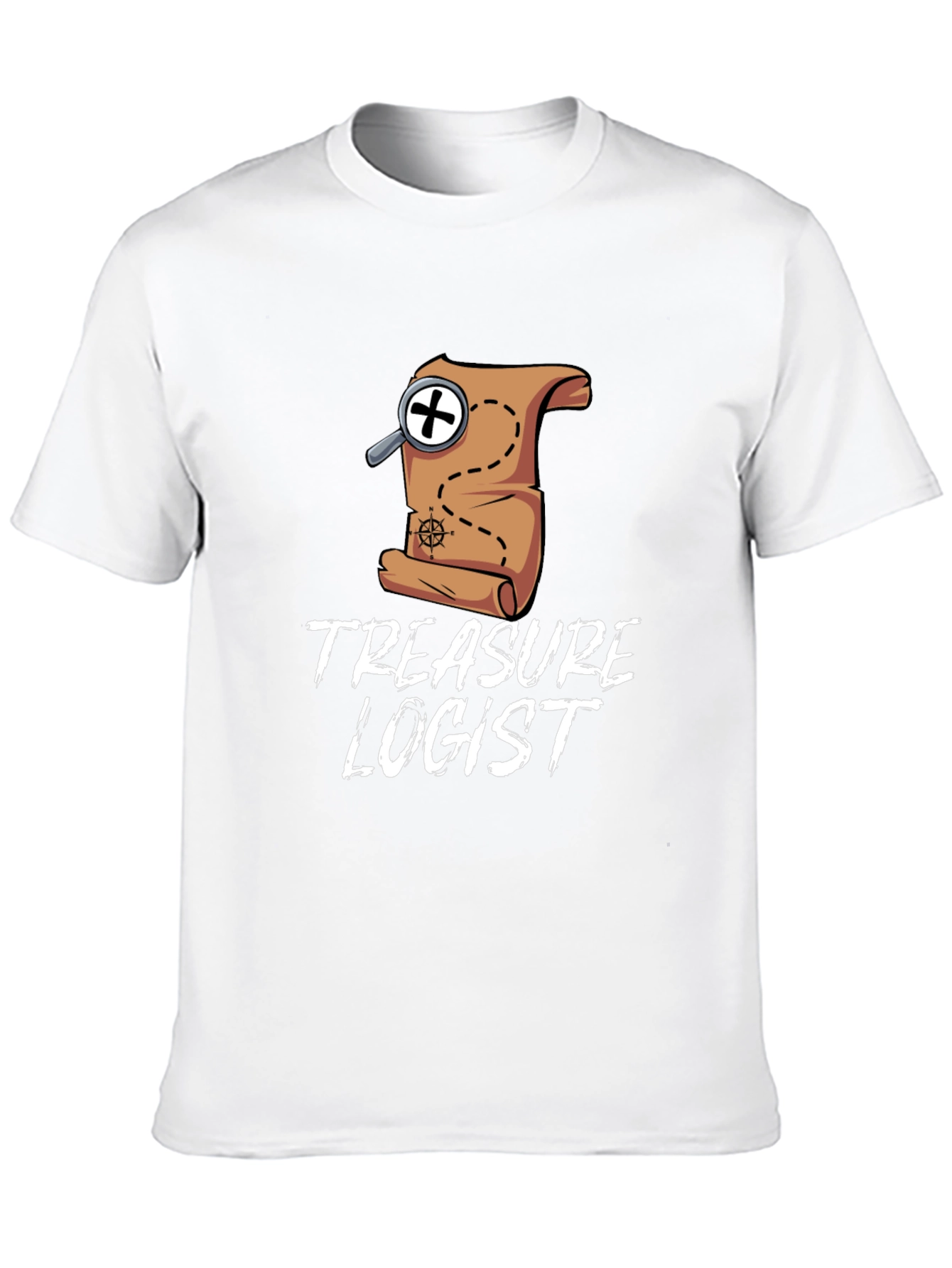 Black Treasure Logist T-Shirt - Map & Magnifying Glass Design view 10