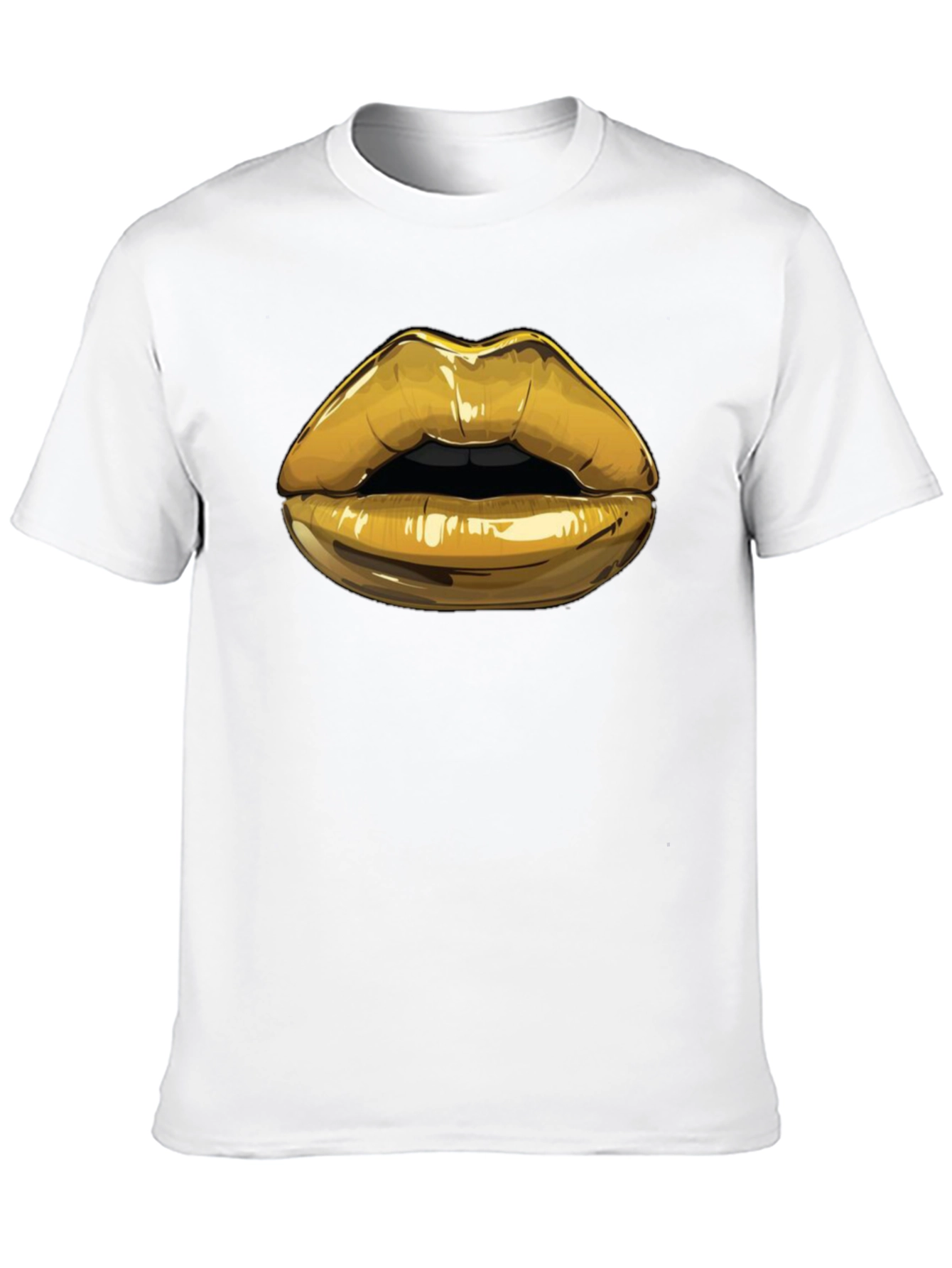 Black Golden Lips Graphic Tee - Stylish Black Cotton Blend Shirt view 10
