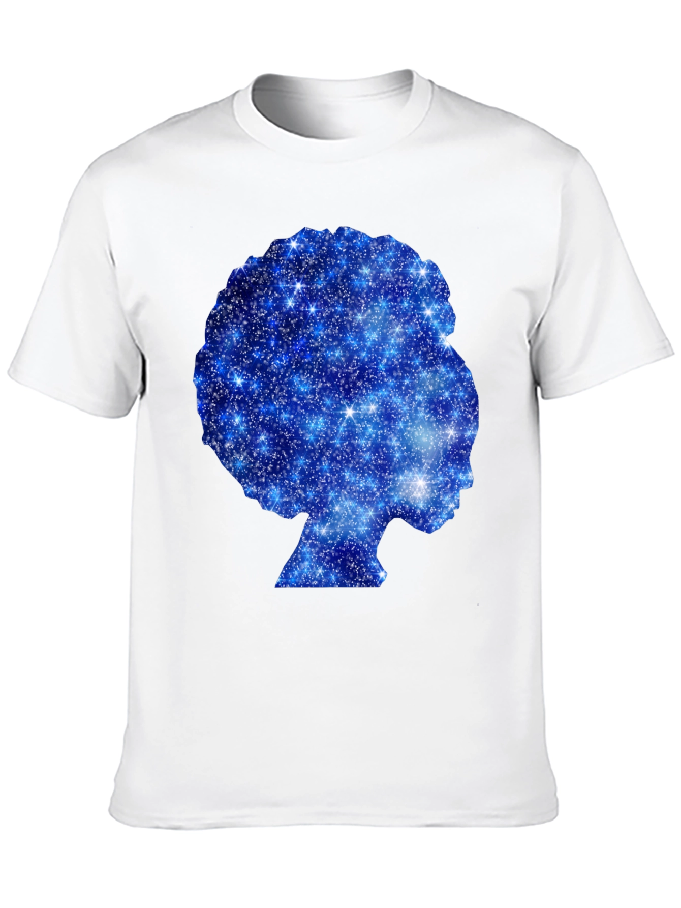 Black Galaxy Afro Woman Silhouette Black T-Shirt view 10