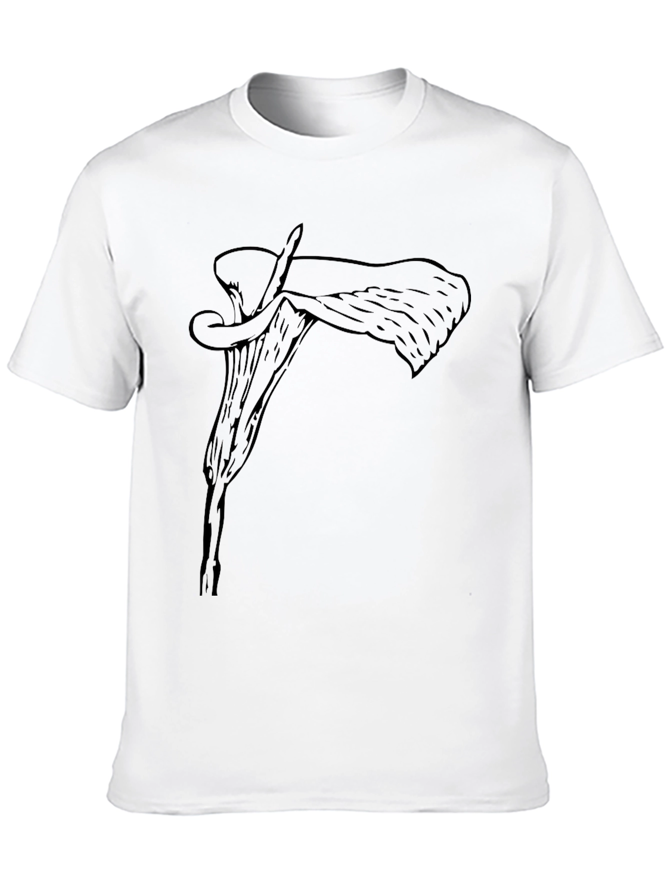 Black Men's Black T-Shirt with Floral Graphic view 10