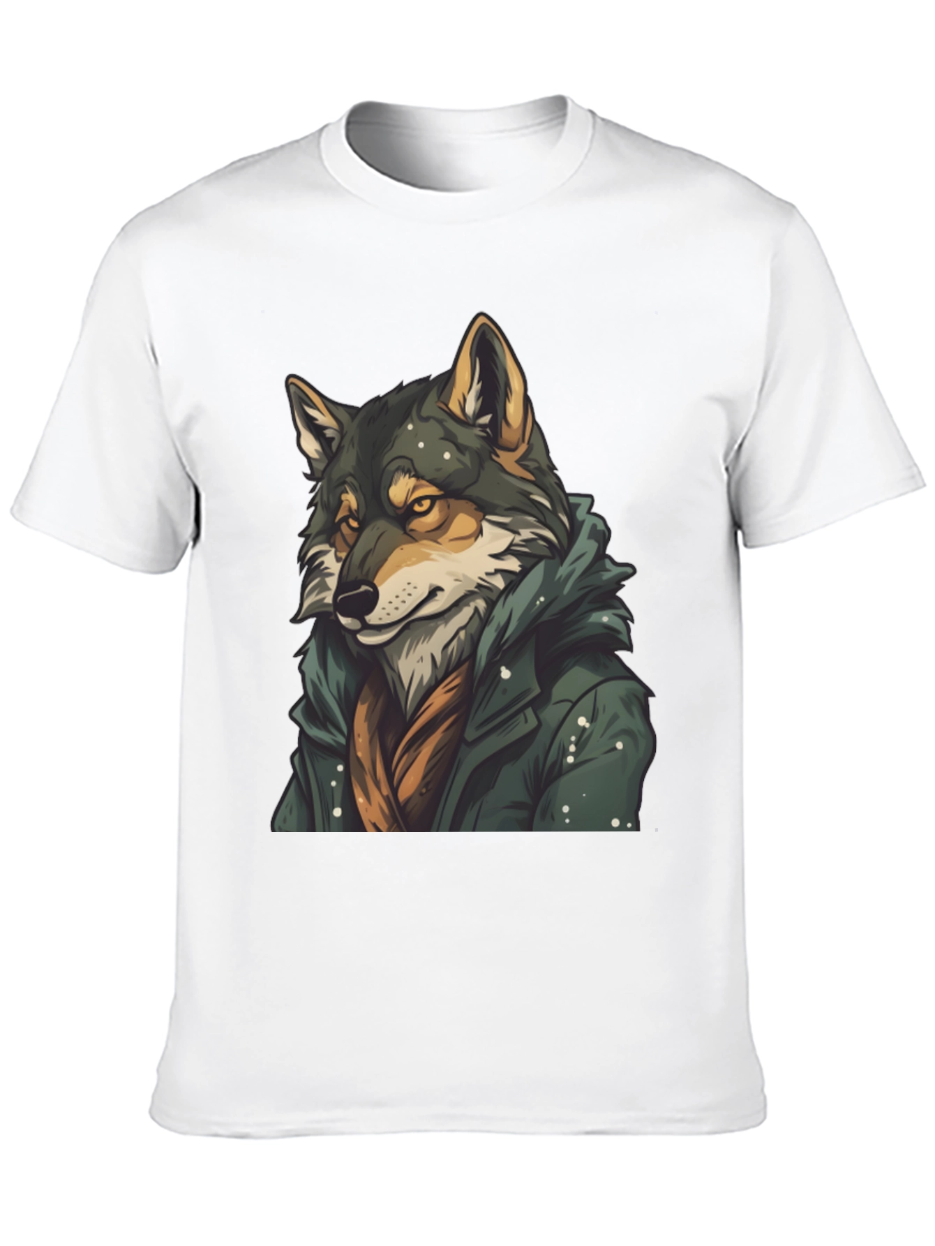 Black Wolf in Coat Graphic T-Shirt - Stylish Animal Tee view 10