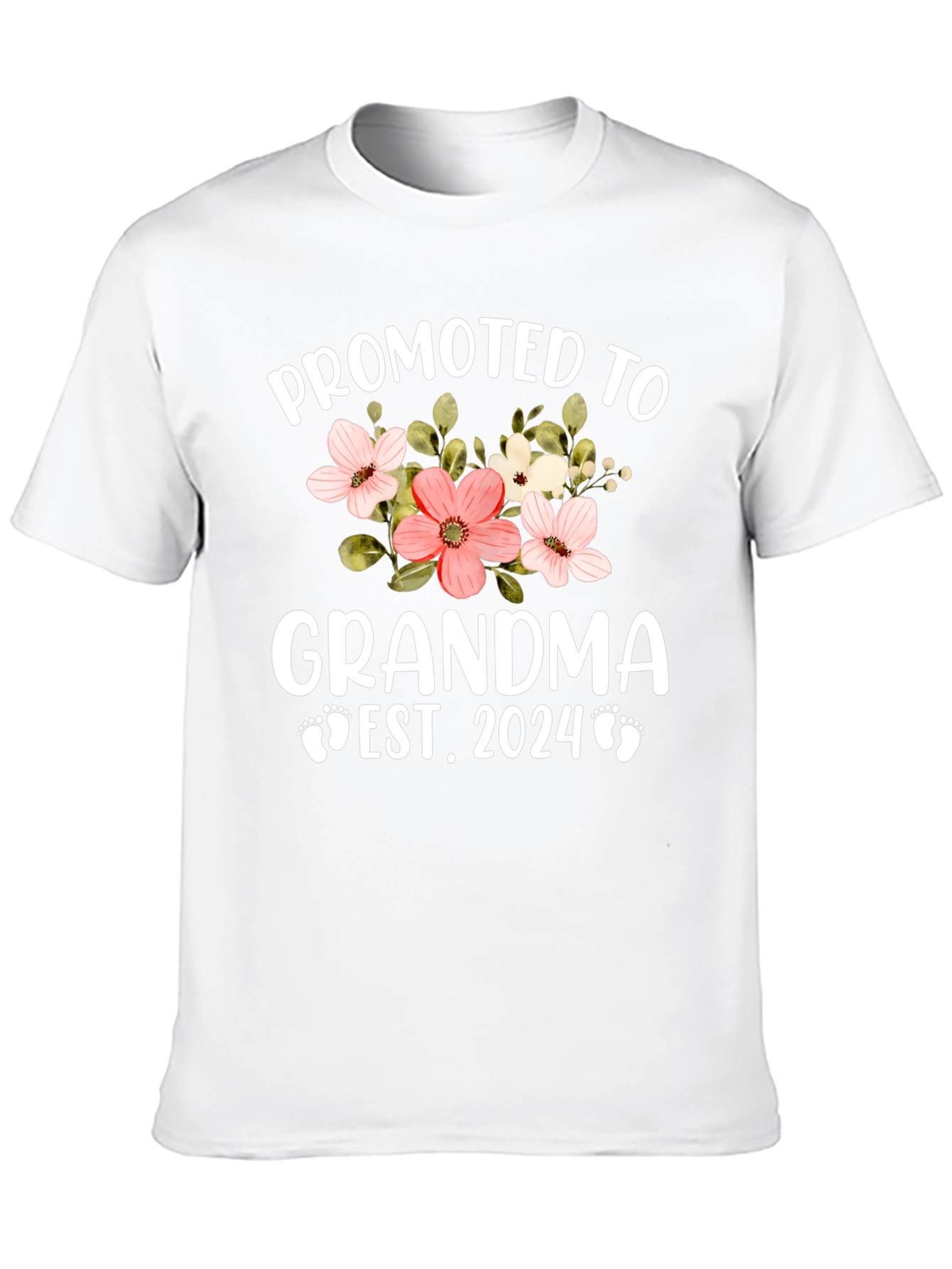 Black Promoted to Grandma 2024 Floral T-Shirt view 10