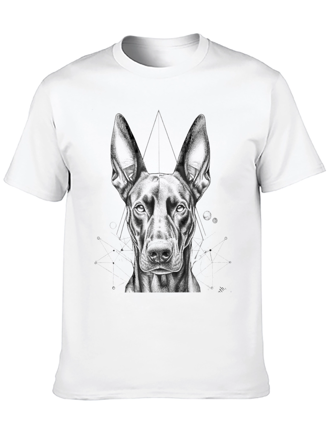 Geometric Dog Graphic Tee - Black Cotton T-Shirt - 10
