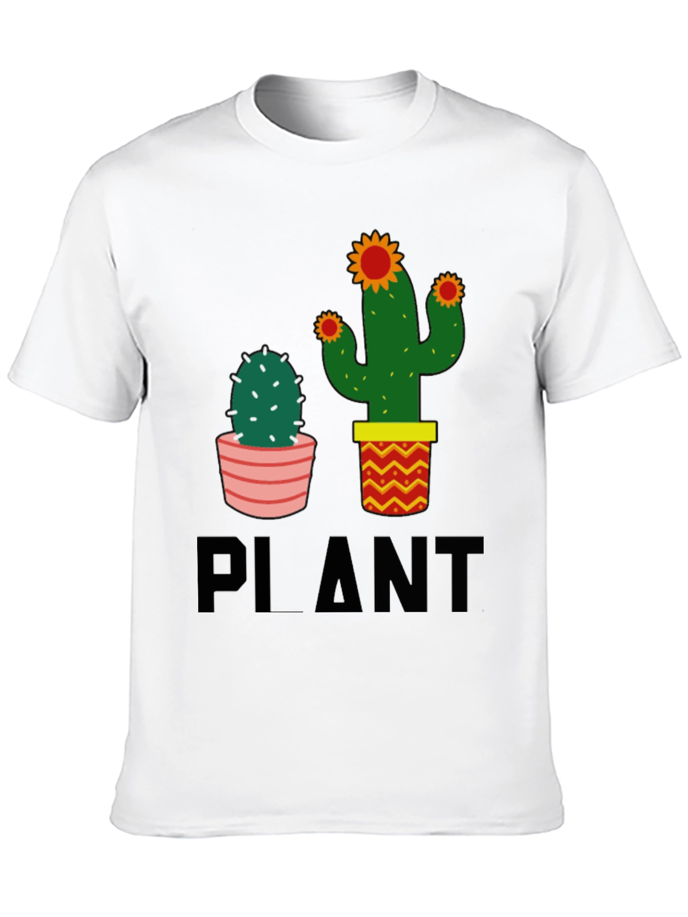 Black Cactus Plant Graphic Tee - Black Cotton Casual T-Shirt view 10