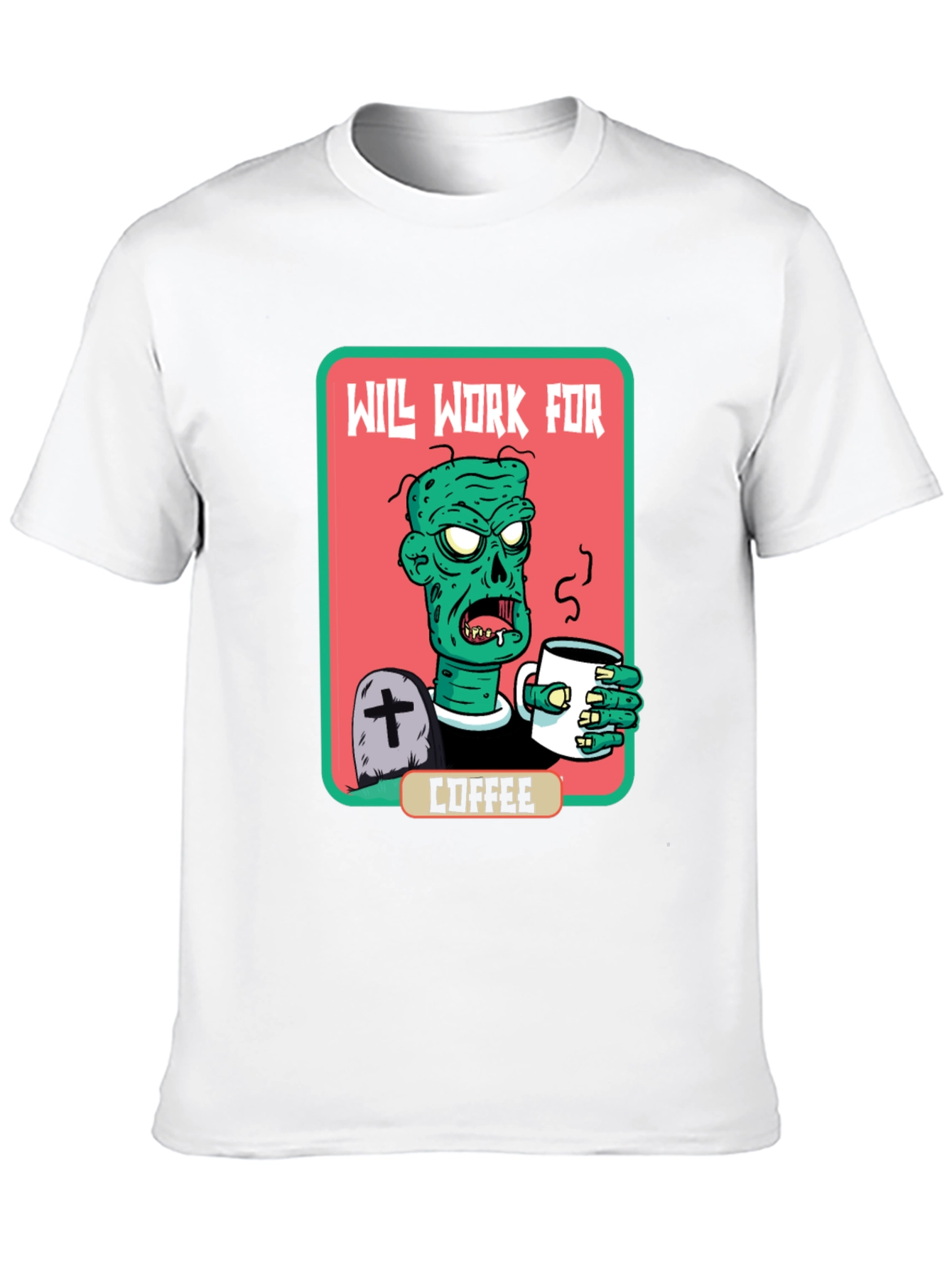 Black Zombie Will Work for Coffee Graphic Tee view 10