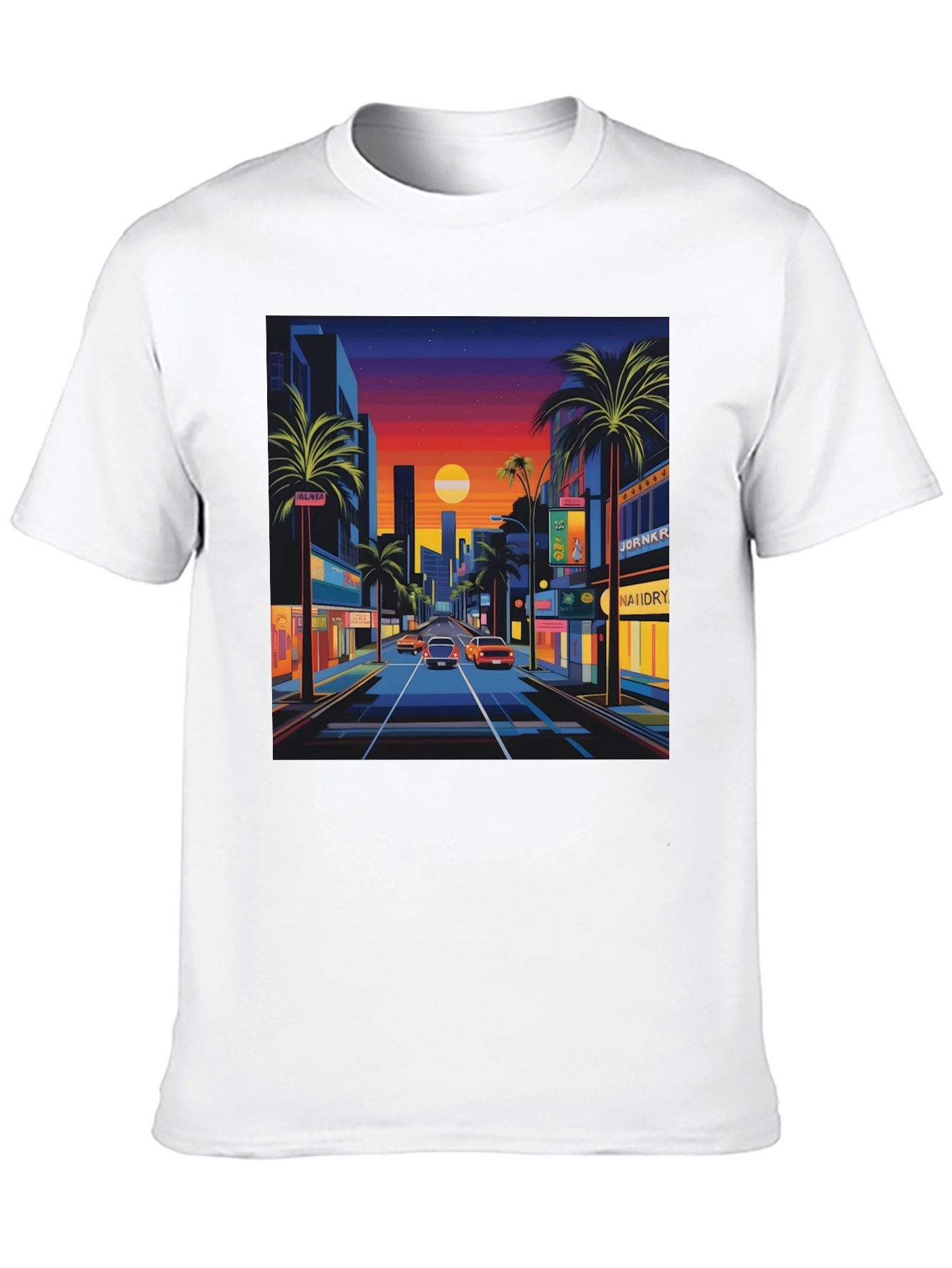 Black Sunset Cityscape Graphic Tee - Retro Style view 10