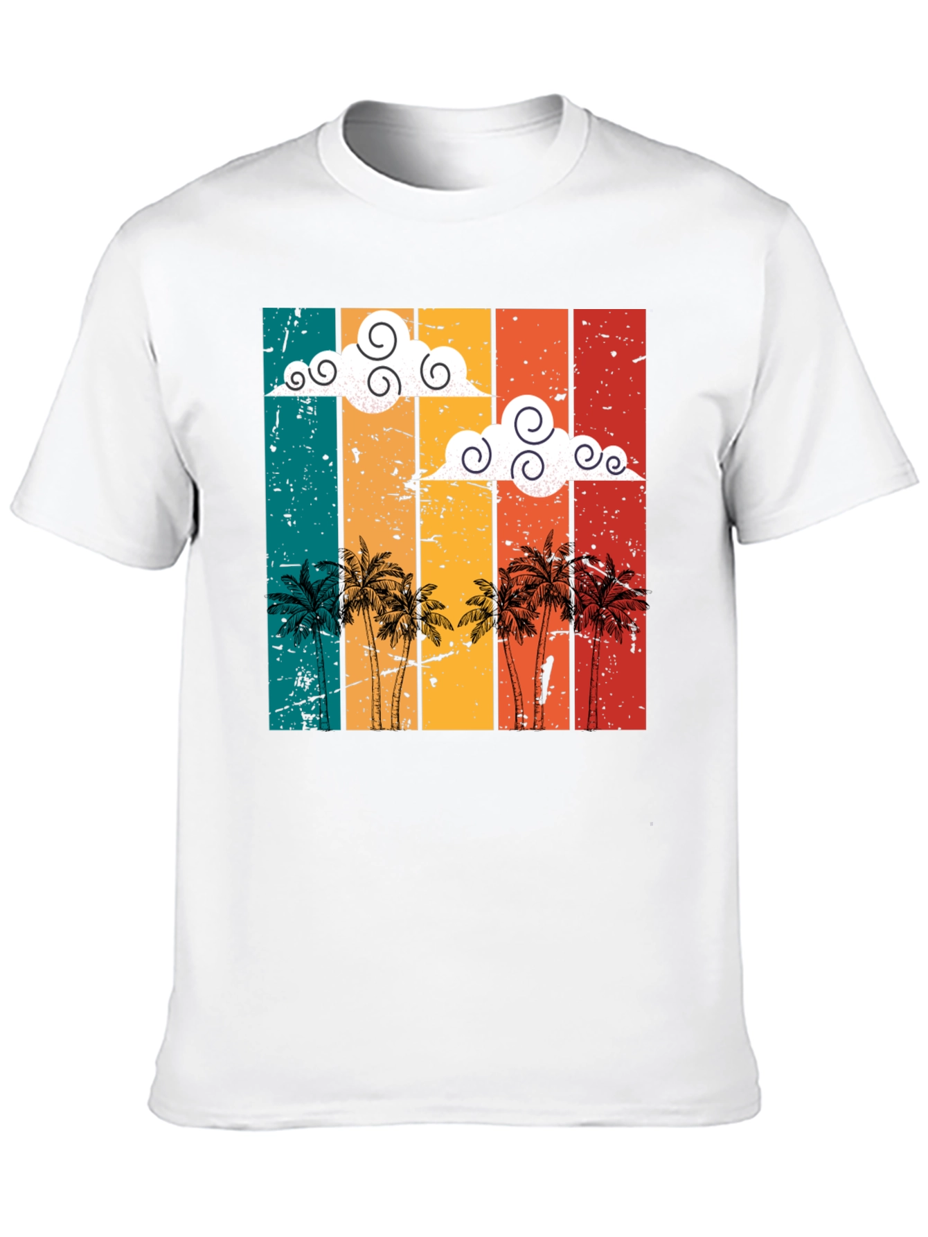 Black Retro Sunset Palm Tee - Vintage Style Black T-Shirt view 10