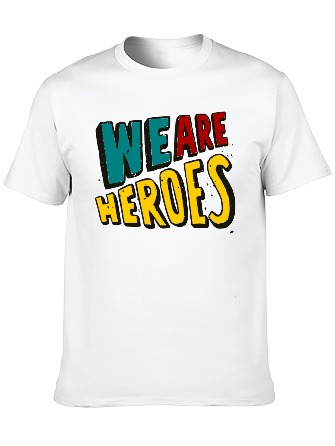 Black We Are Heroes T-Shirt - Black Crew Neck view 10