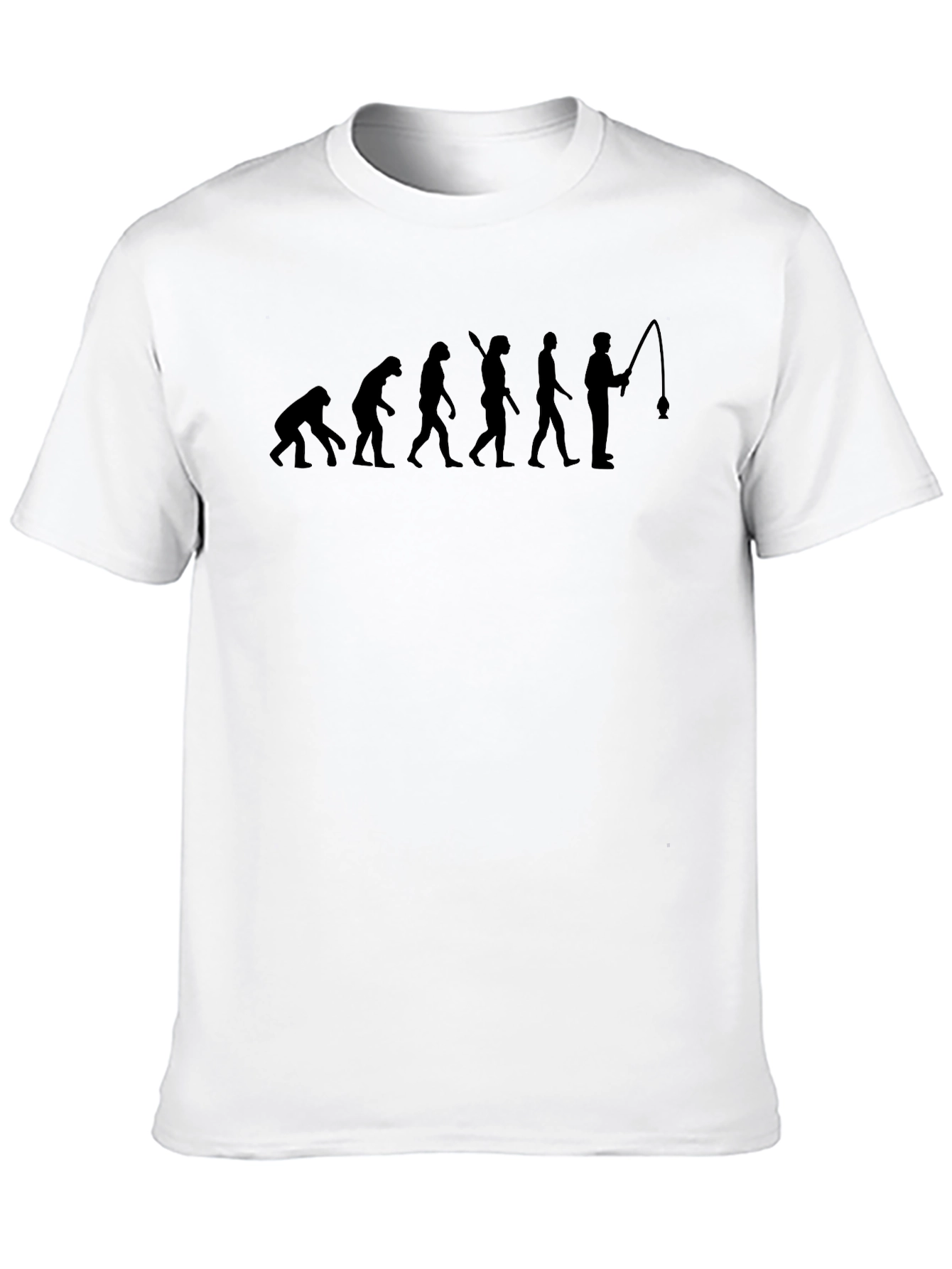 Black Evolution of Fishing Black T-Shirt - Funny Fisherman Tee view 10
