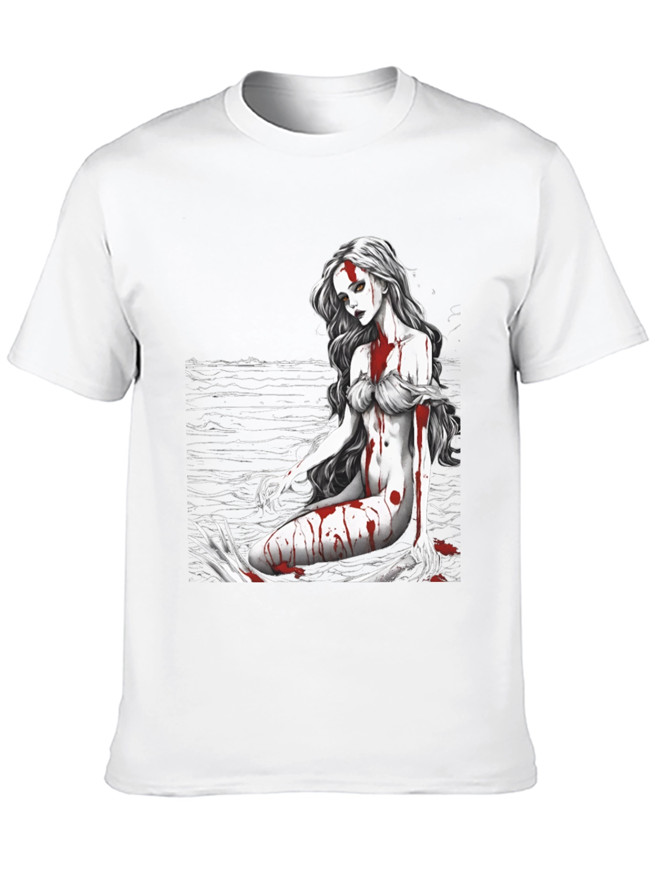 Black Gothic Mermaid Graphic Tee - Black view 10