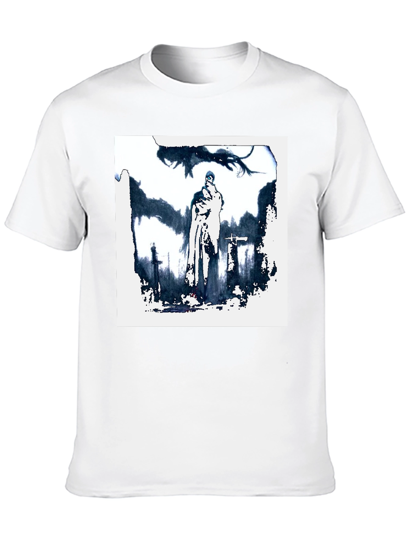 Black Mystic Knight Graphic Tee - Black Cotton T-Shirt view 10