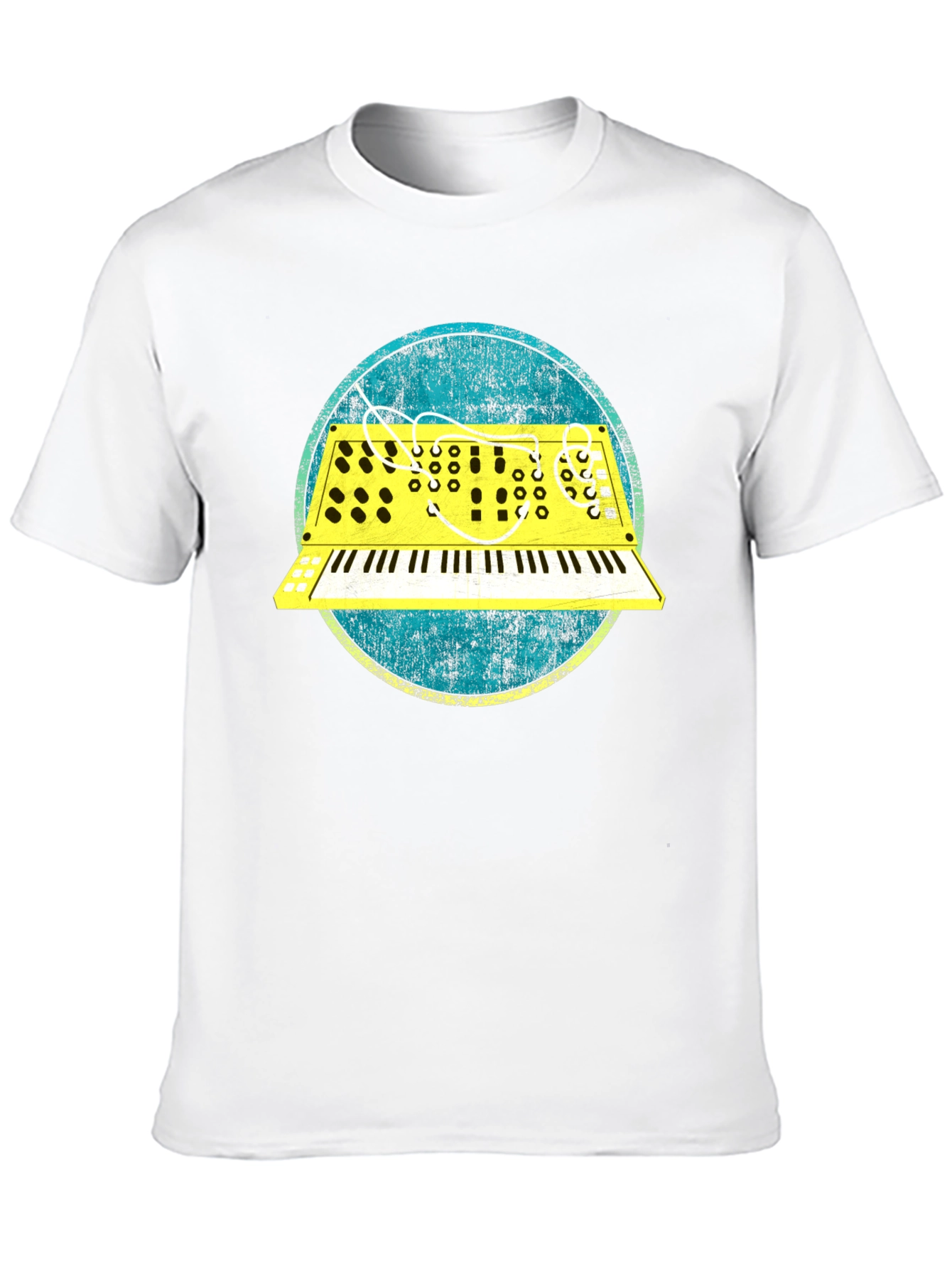 Black Retro Synth Graphic Tee - Vintage Keyboard T-Shirt view 10