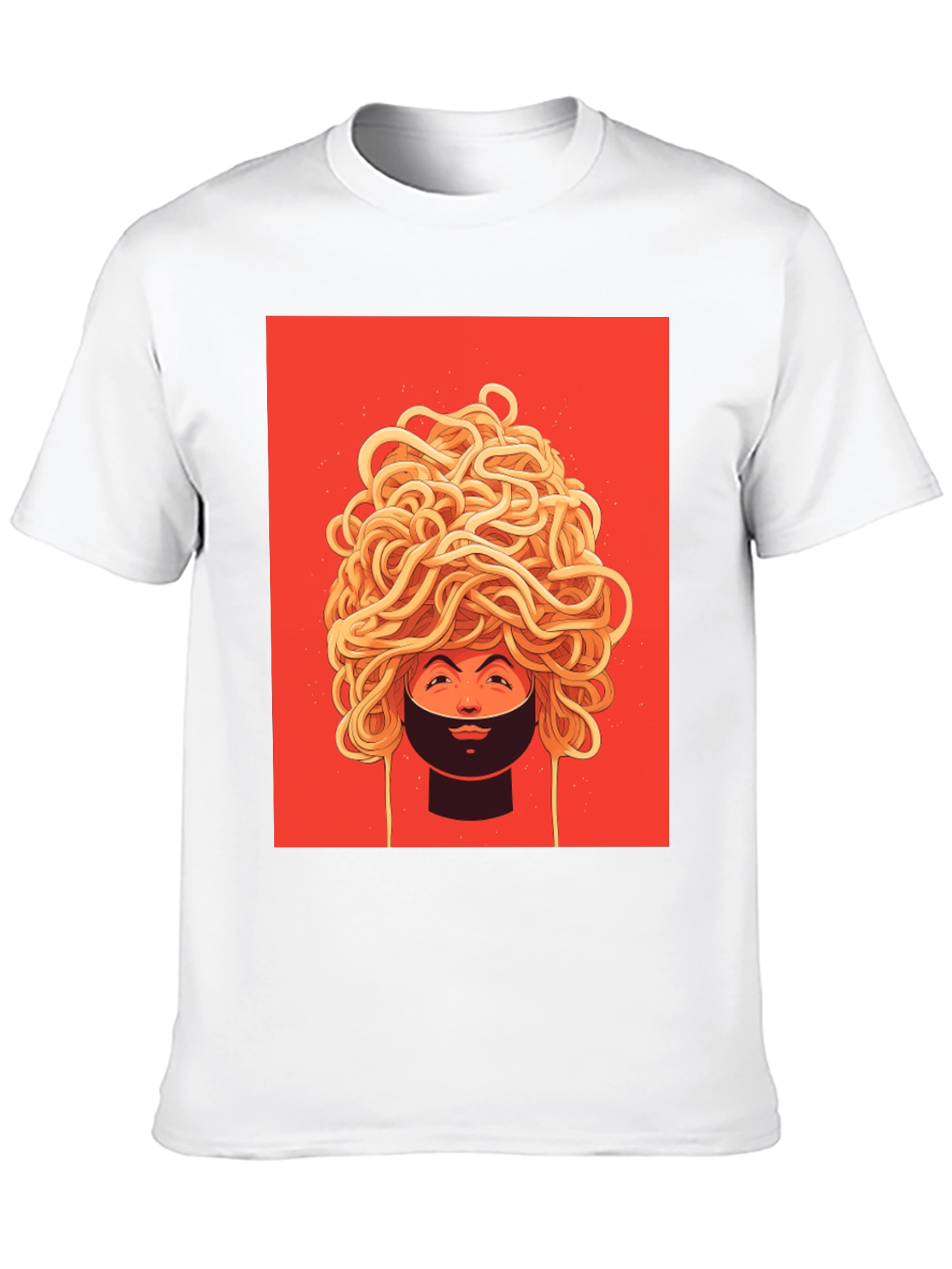Black Spaghetti Head Graphic Tee - Quirky Unisex T-Shirt view 10