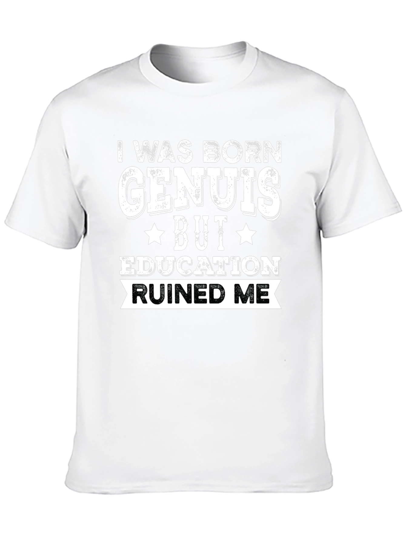 Black I Was Born Genius Funny T-Shirt view 10