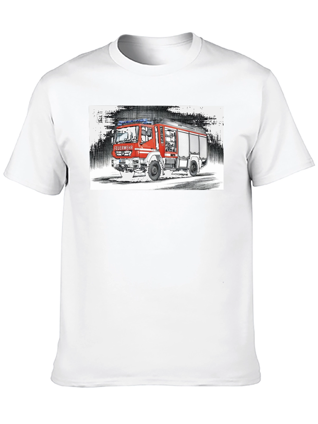 Black Fire Truck Graphic Tee - Black Cotton T-Shirt view 10