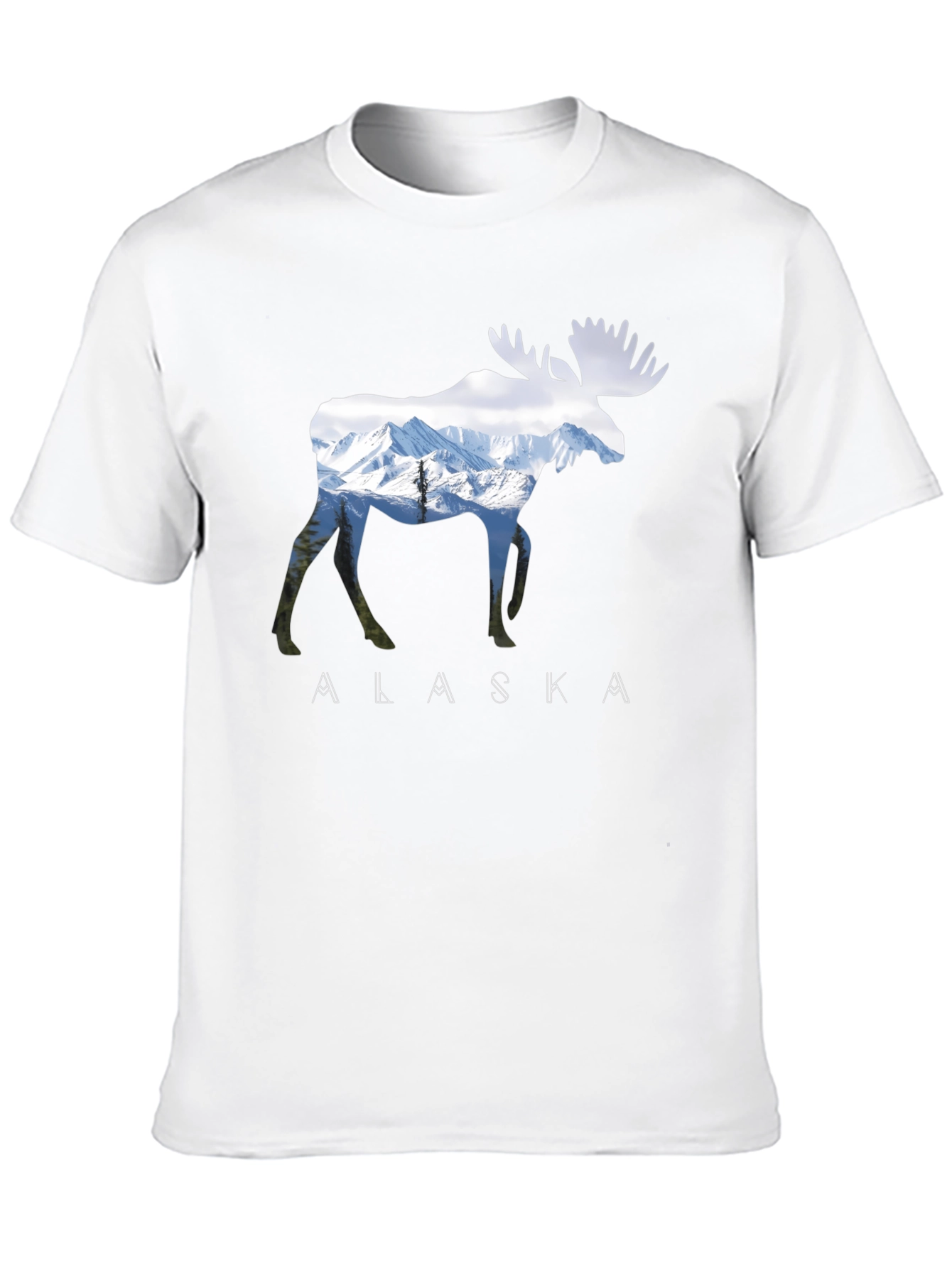 Black Alaska Moose Graphic Print T-Shirt view 10