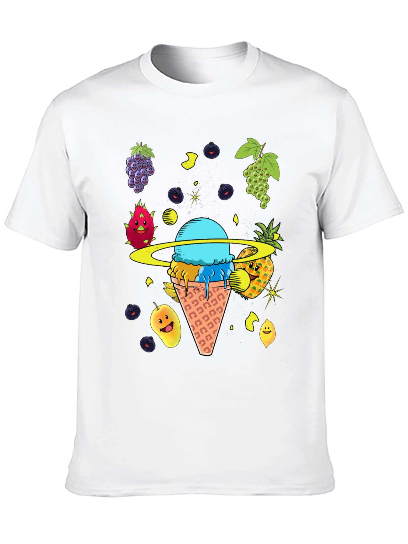 Black Fruit Ice Cream Planet Graphic T-Shirt view 10