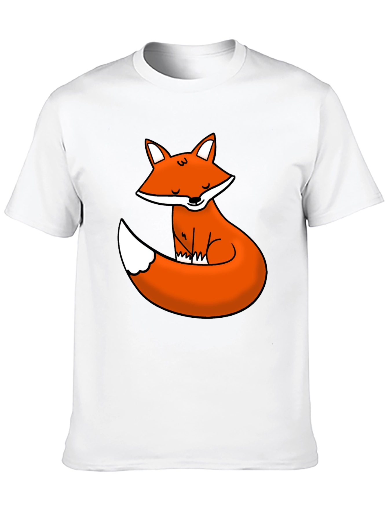 Black Cute Fox Graphic Tee - Black Cotton T-Shirt view 10