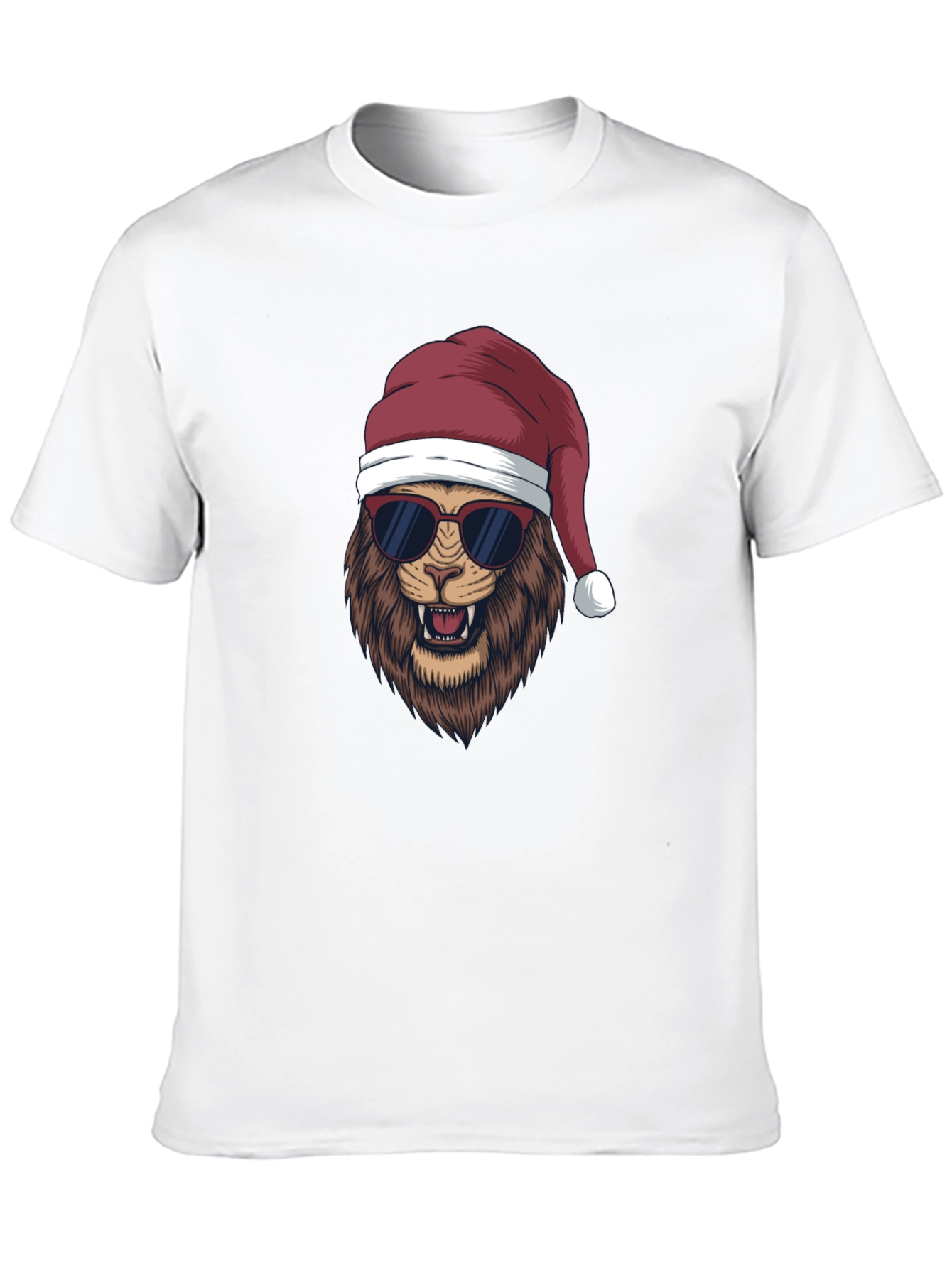 Black Cool Lion Christmas T-Shirt - Holiday Style view 10