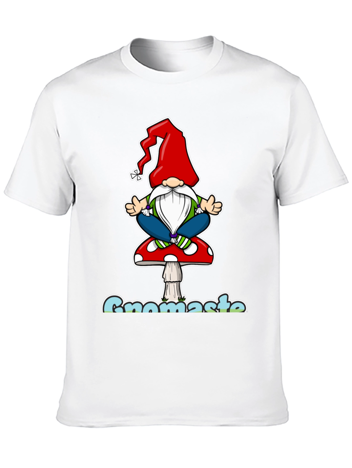 Black Gnomaste T-Shirt - Yoga Gnome on Mushroom view 10