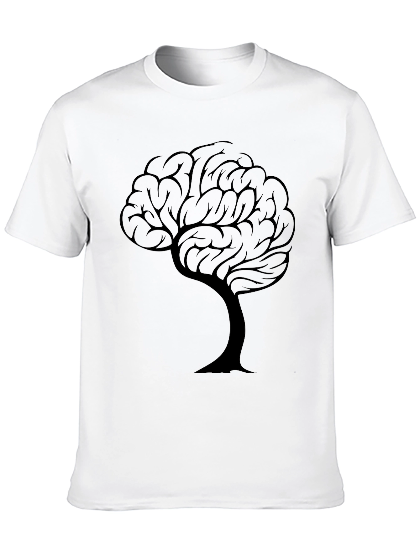 Black Brain Tree Graphic Tee - Thoughtful Design T-Shirt view 10