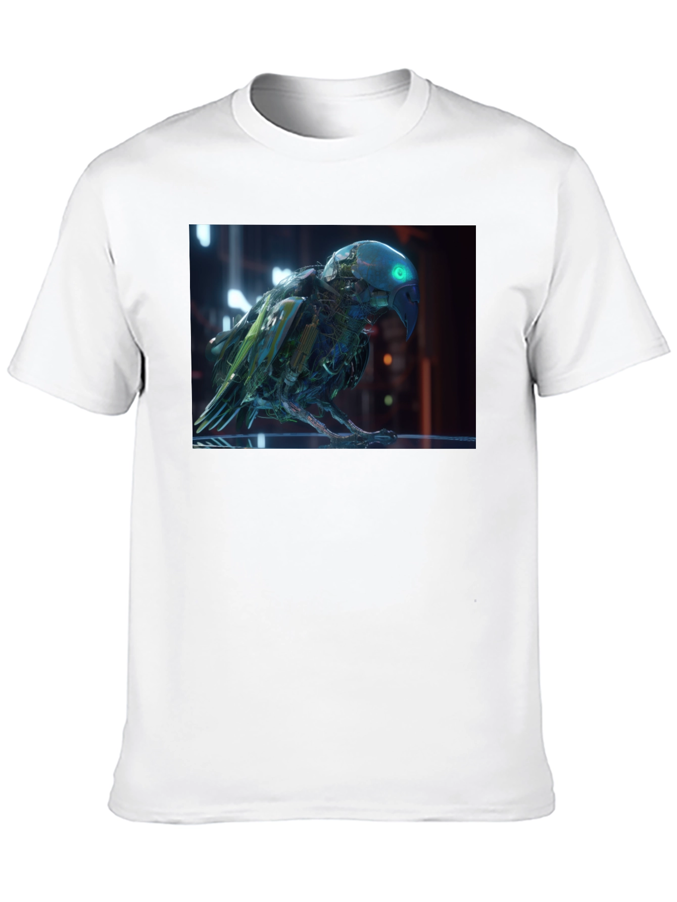 Black Cybernetic Parrot Graphic T-Shirt view 10