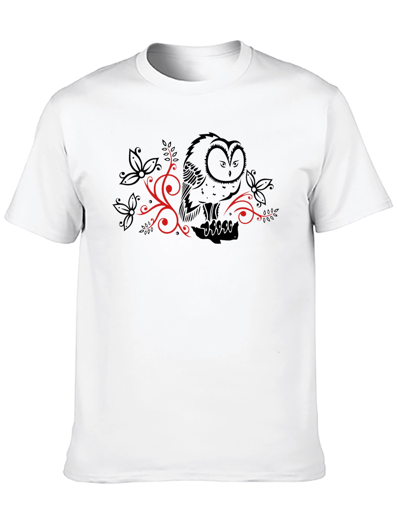 Black Owl Graphic Print T-Shirt - Casual Black Tee view 10