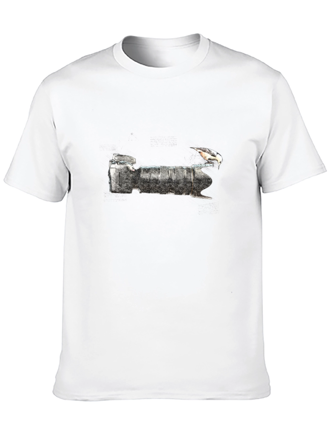 Black Camera Lens & Bird Graphic T-Shirt - Stylish Black Tee view 10