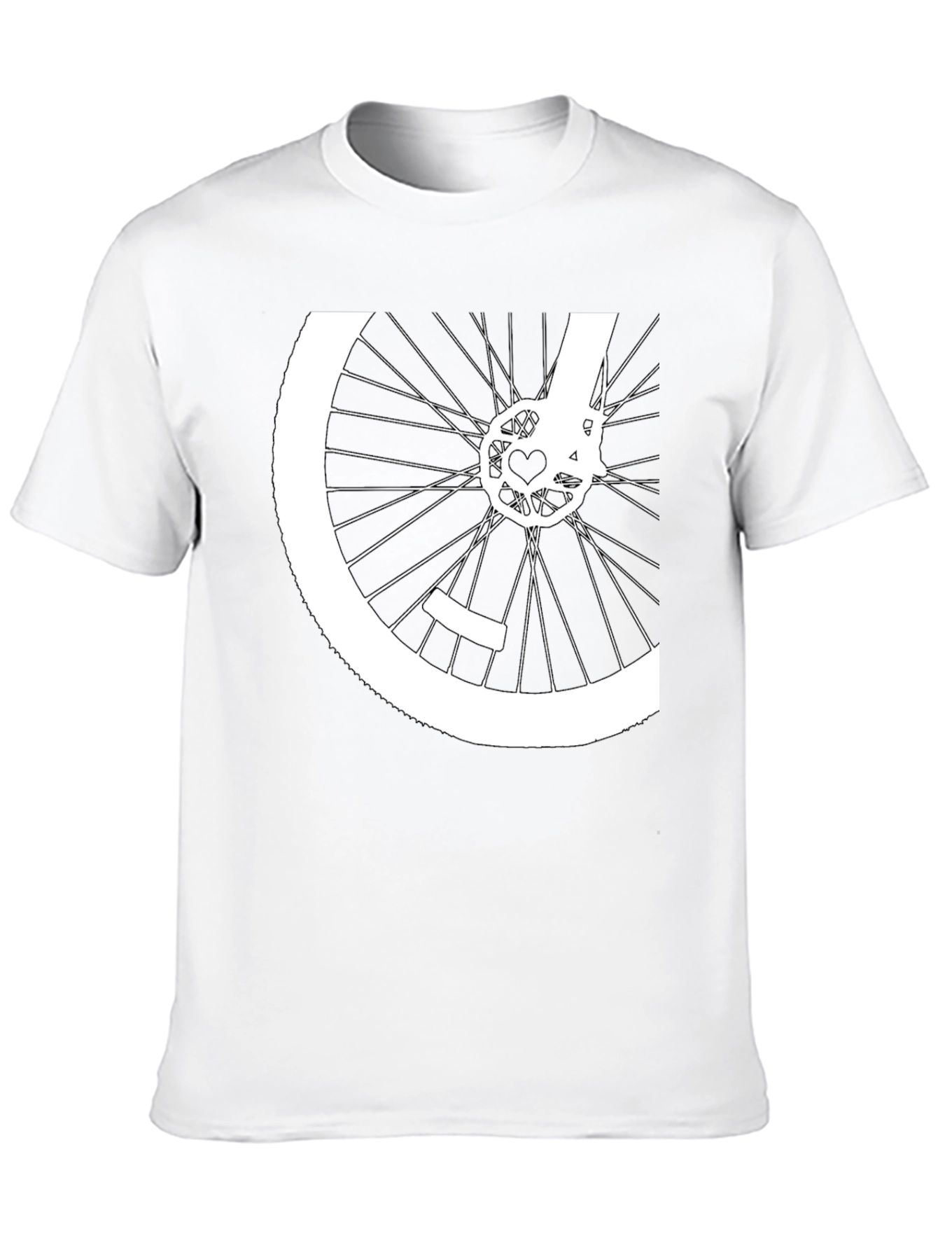 Black Bike Wheel Heart Graphic Tee - Black Cotton Blend view 10