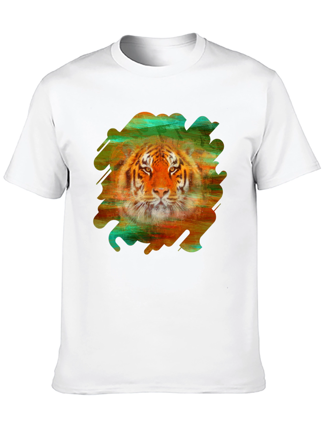 Black Tiger Graphic Tee - Brushstroke Design Black T-Shirt view 10