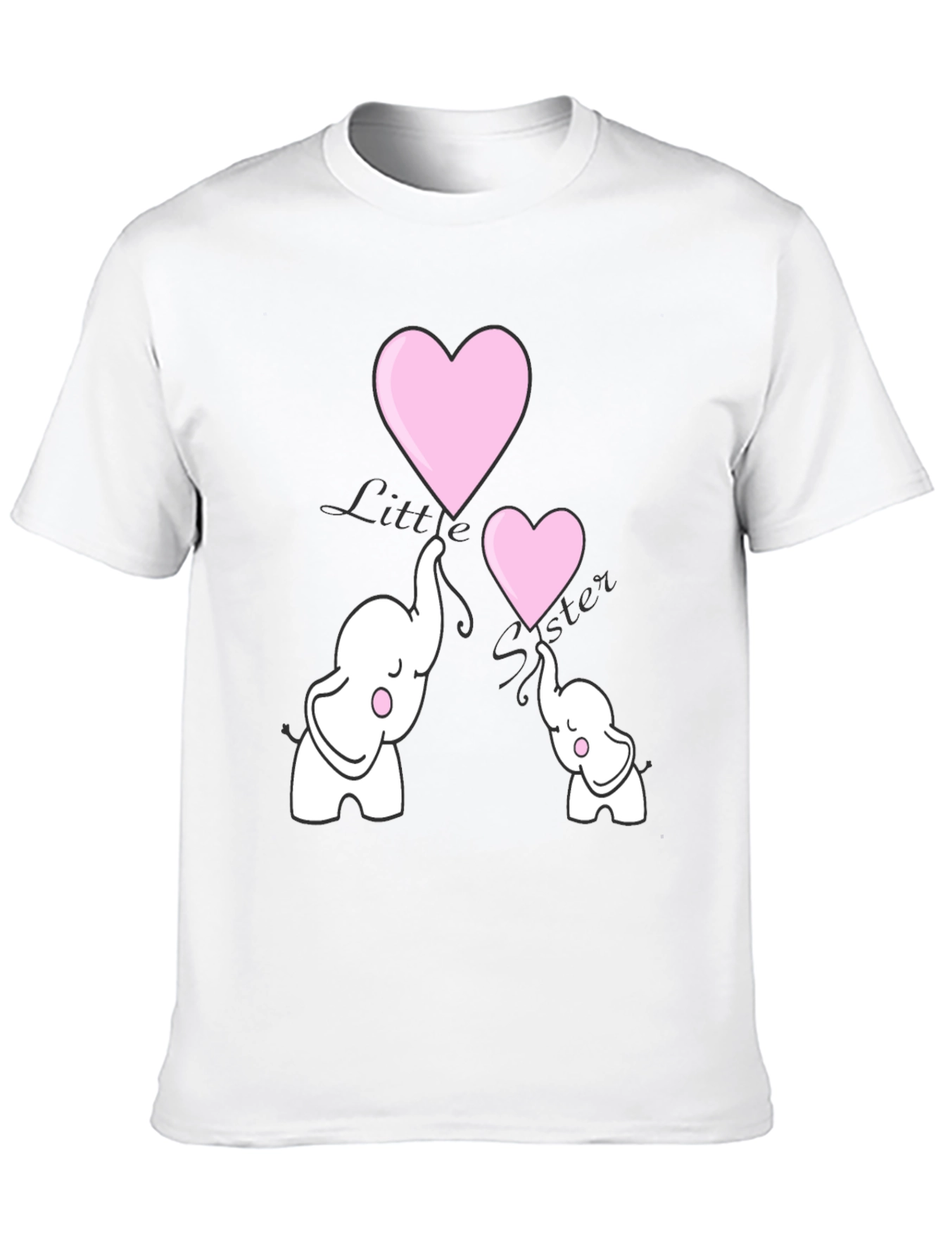 Black Cute Elephant Heart Graphic Tee - Black view 10