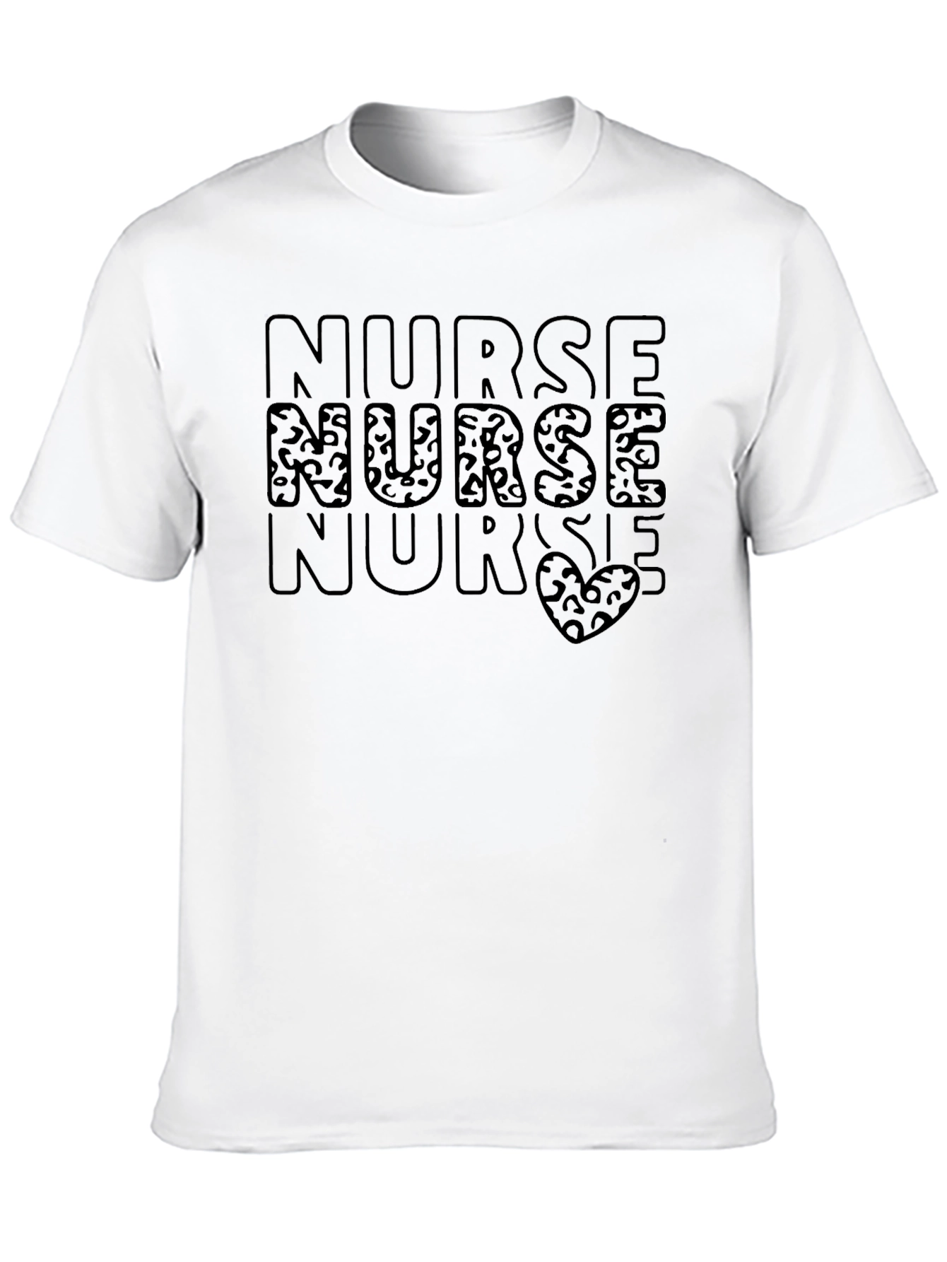 Black Nurse Leopard Print Heart T-Shirt view 10