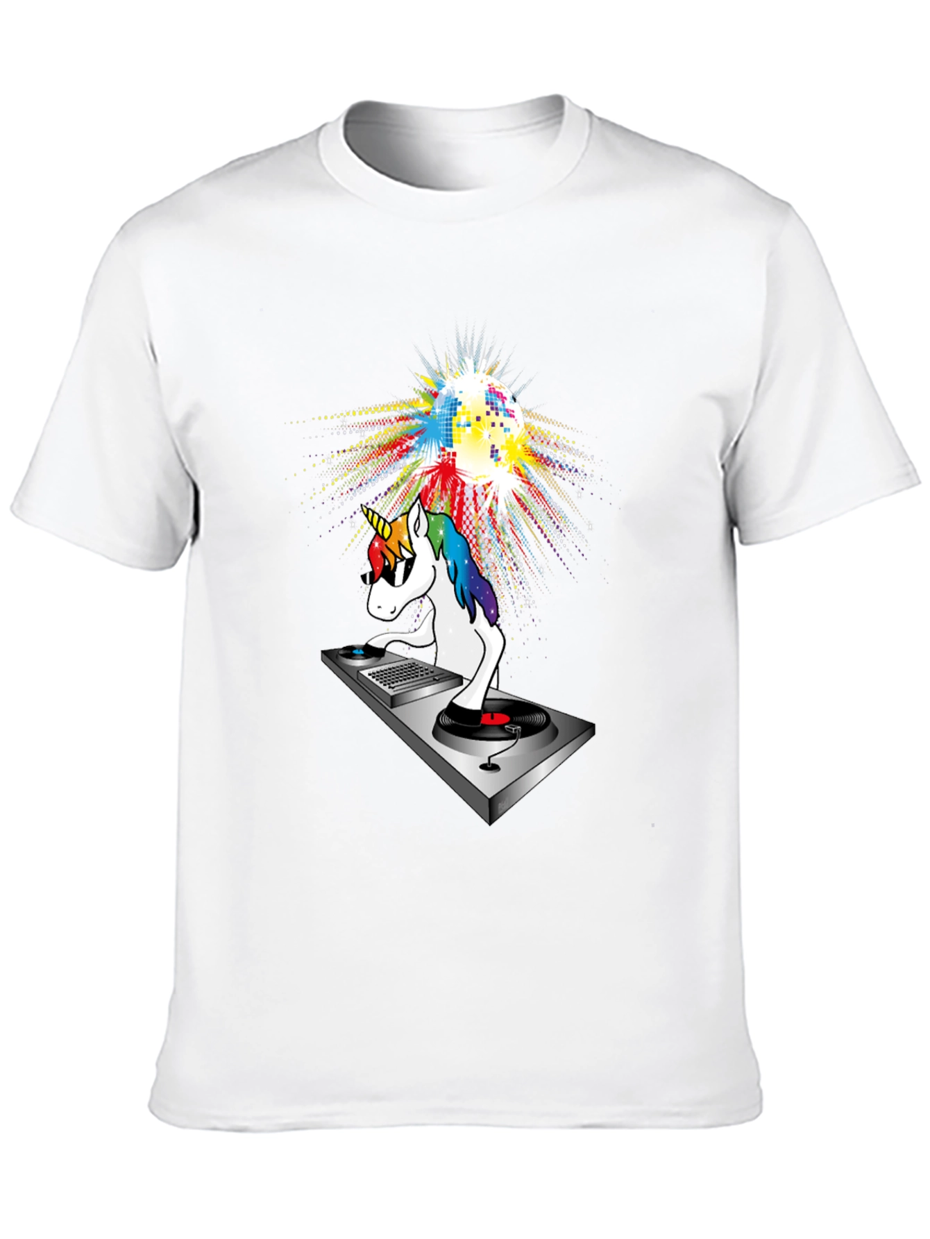 Black DJ Unicorn T-Shirt: Colorful Disco Party! view 10