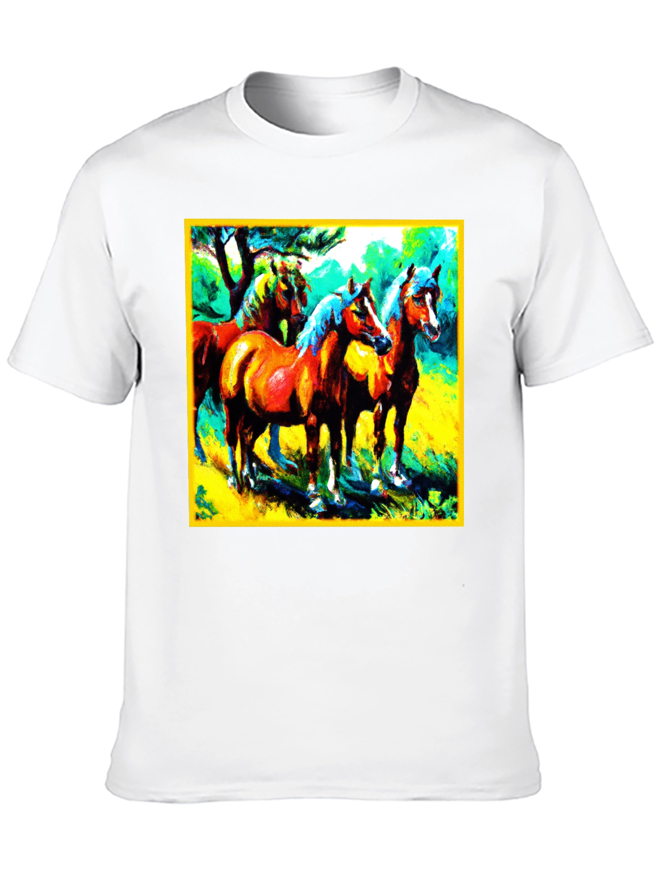 Black Horse Painting Graphic Tee - Men's Black T-Shirt view 10