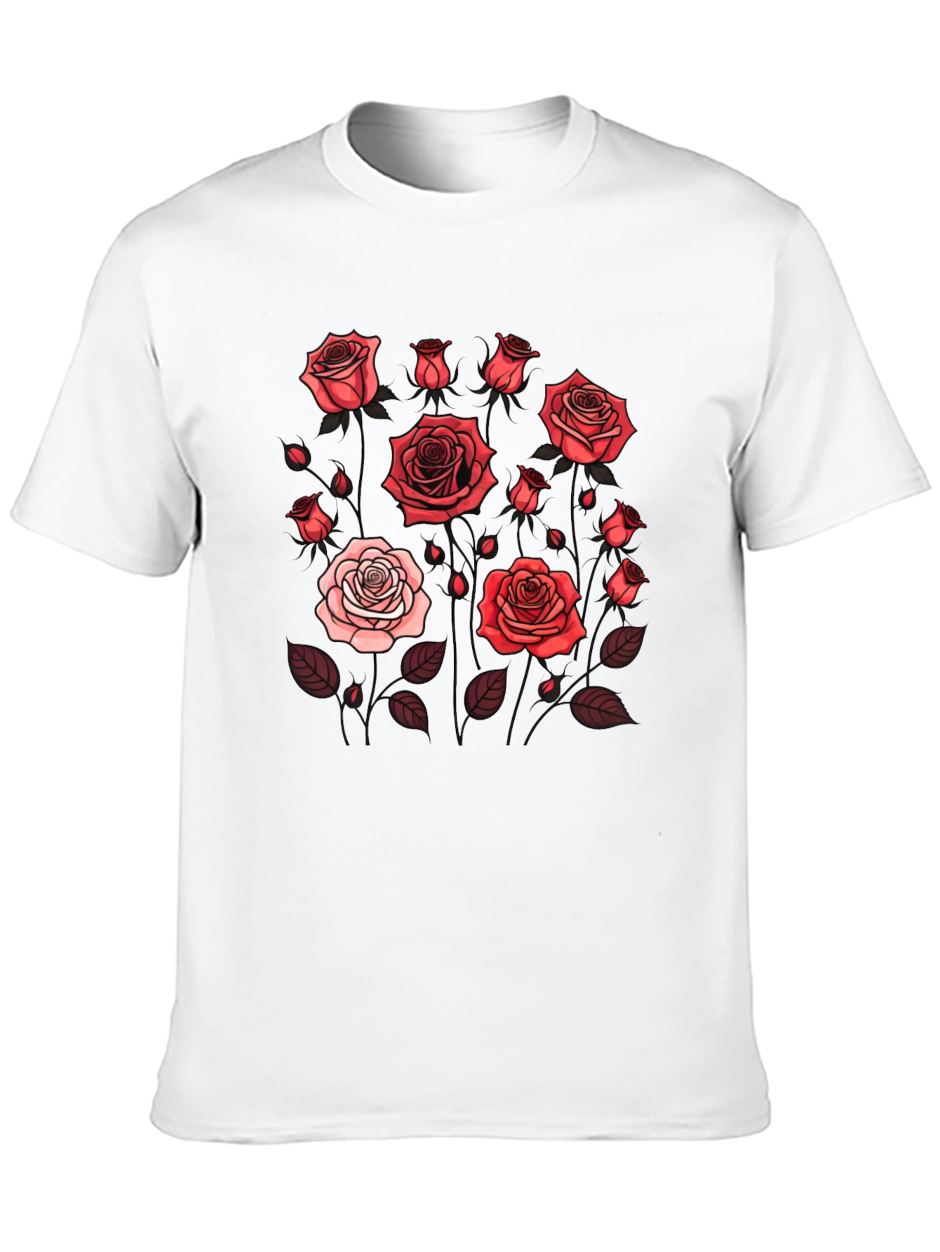 Black Floral Rose Print T-Shirt - Black view 10