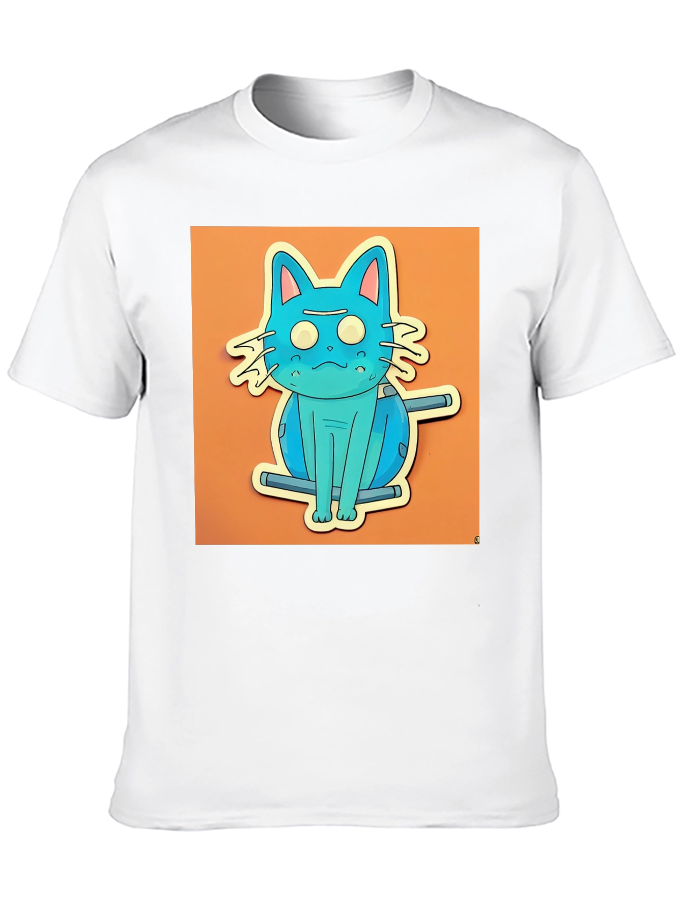 Black Blue Cat T-Shirt - Funky Cartoon Style view 10