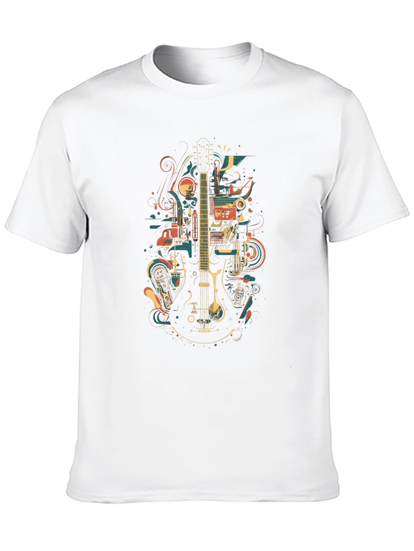 Black Abstract Guitar Graphic T-Shirt view 10